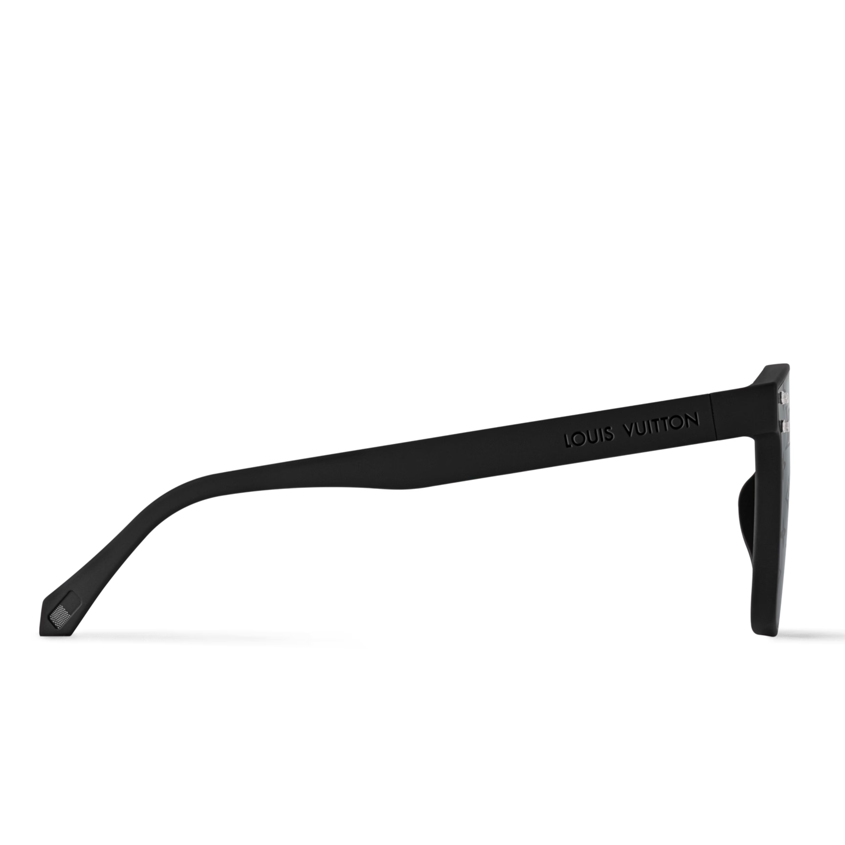 Louis Vuitton Men Square Frame Shiny Matte Black Sunglasses