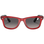 Ray Ban Men Square Frame Polished Transparent Red Sunglasses