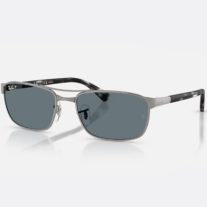 Ray Ban Men Irregular Frame Shiny Silver Sunglasses