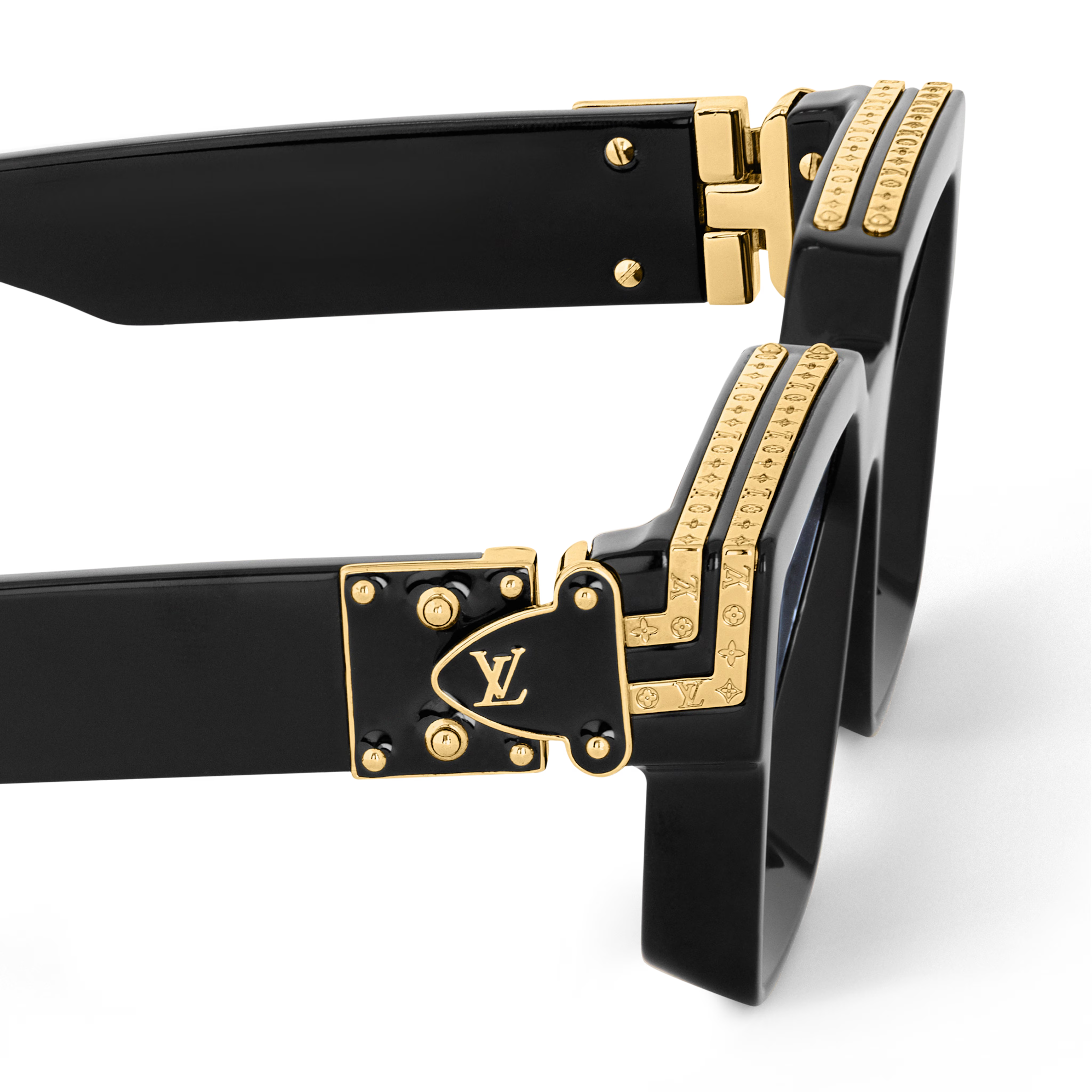 Louis Vuitton Men Square Frame Shiny Crow Black Sunglasses