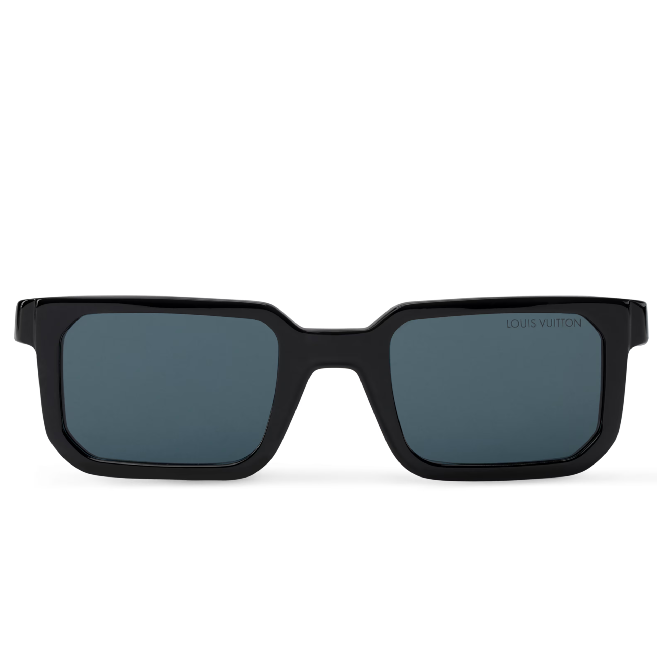 Louis Vuitton Men Square Frame Shiny Soft Black Sunglasses