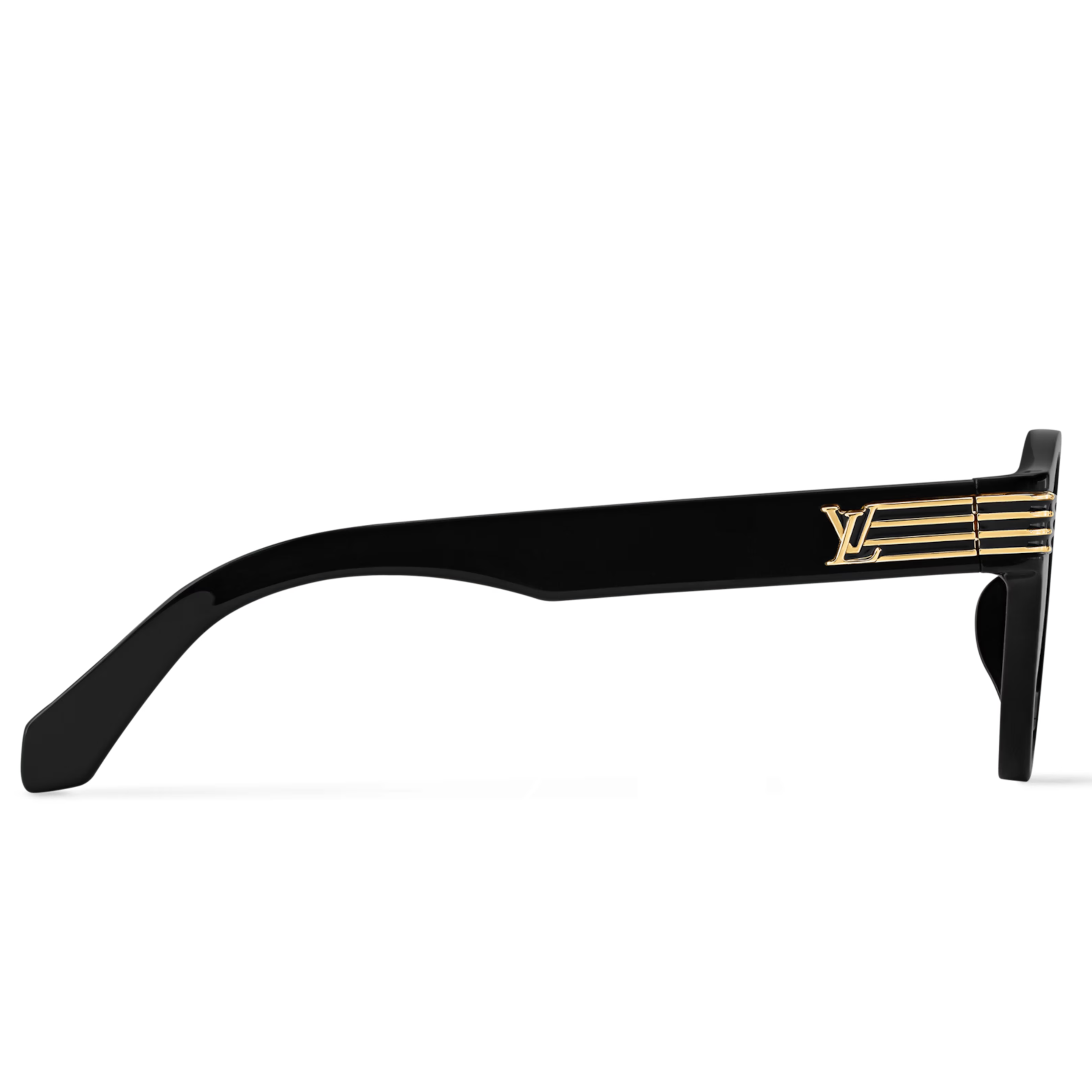 Louis Vuitton Men Round Frame Shiny Deep Black Sunglasses