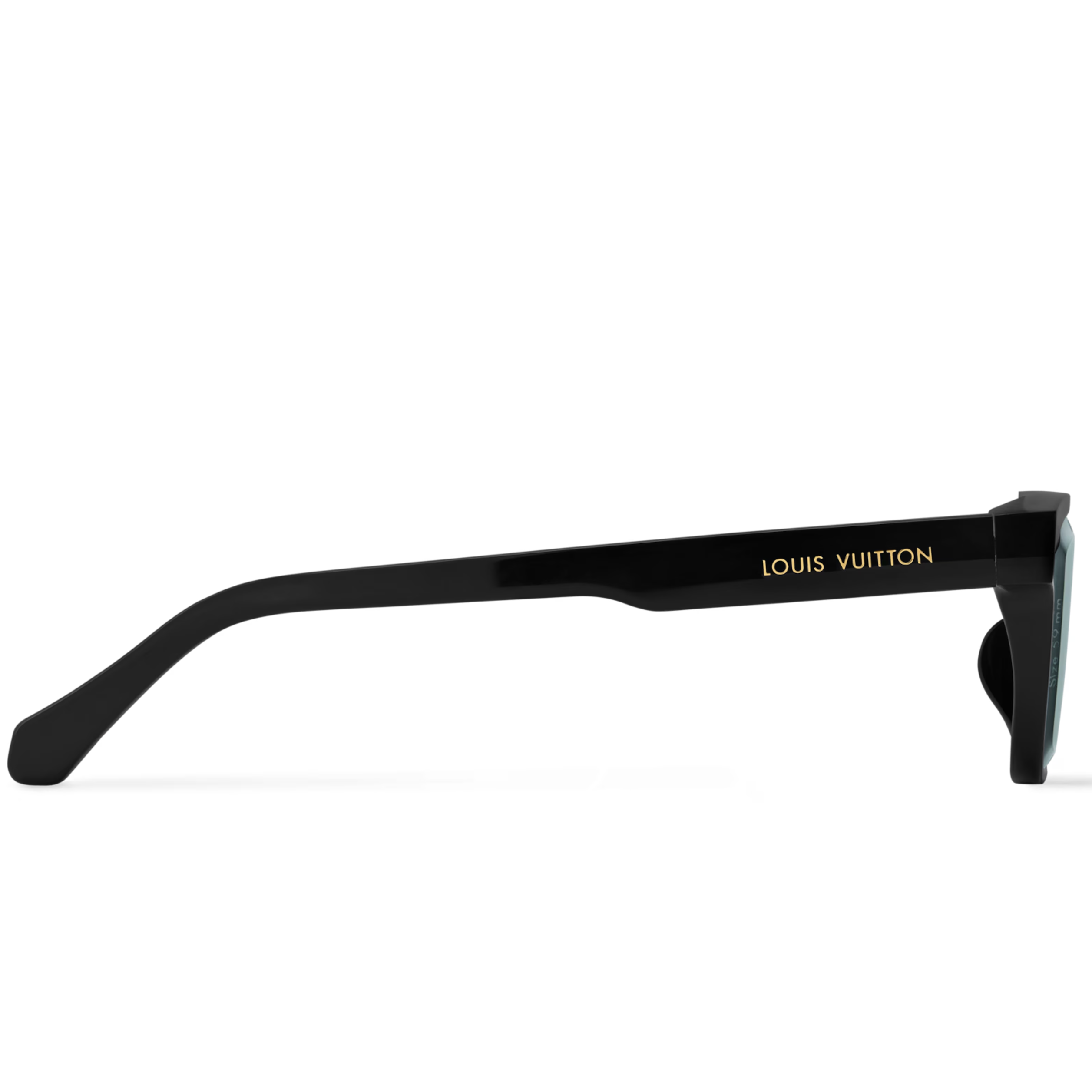 Louis Vuitton Men Sqaure Frame Shiny Ebony Black Sunglasses