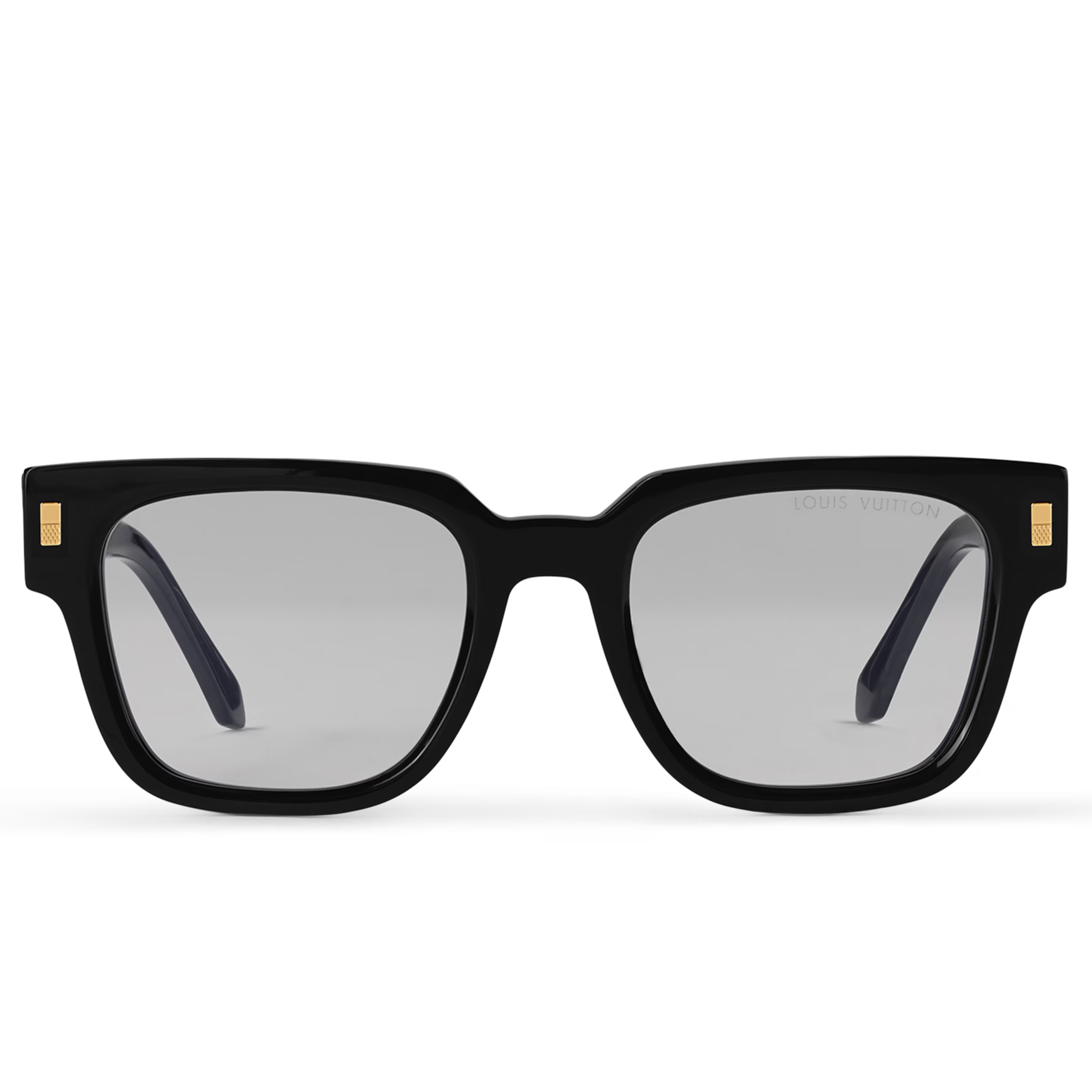 Louis Vuitton Men Sqaure Frame Shiny Ink Black Sunglasses