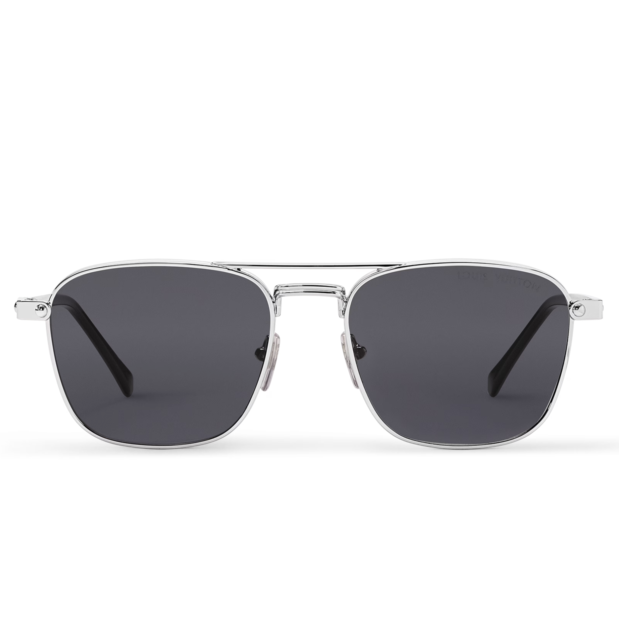 Louis Vuitton Men Sqaure Frame Shiny Silver Sunglasses