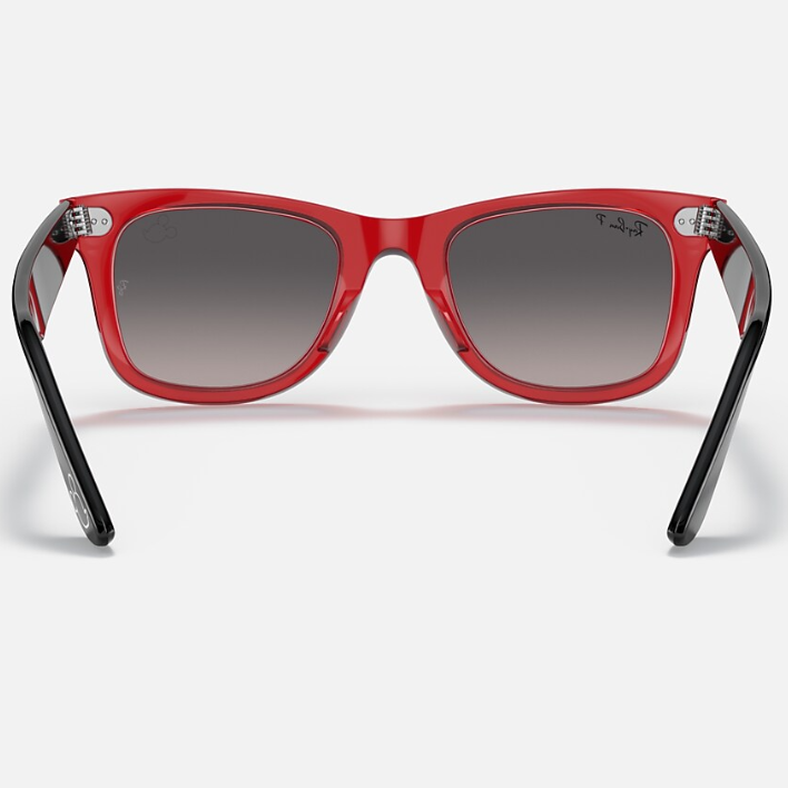 Ray Ban Men Square Frame Polished Transparent Red Sunglasses