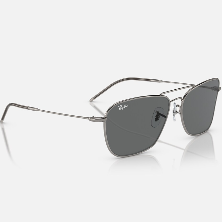 Ray Ban Women Square Frame Shiny Polished Gunmetal Sunglasses