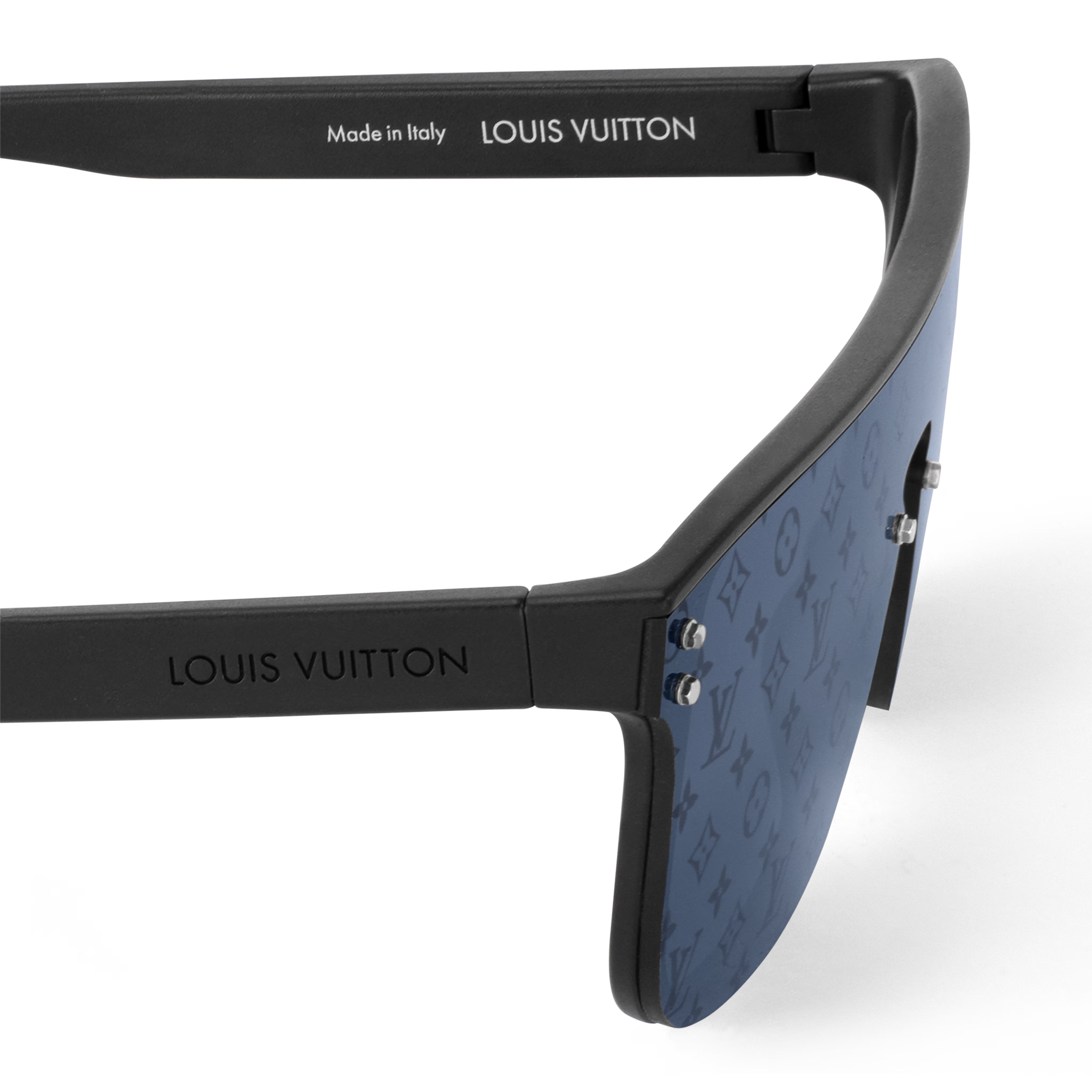 Louis Vuitton Men Mask Frame Shiny Matte Black Sunglasses