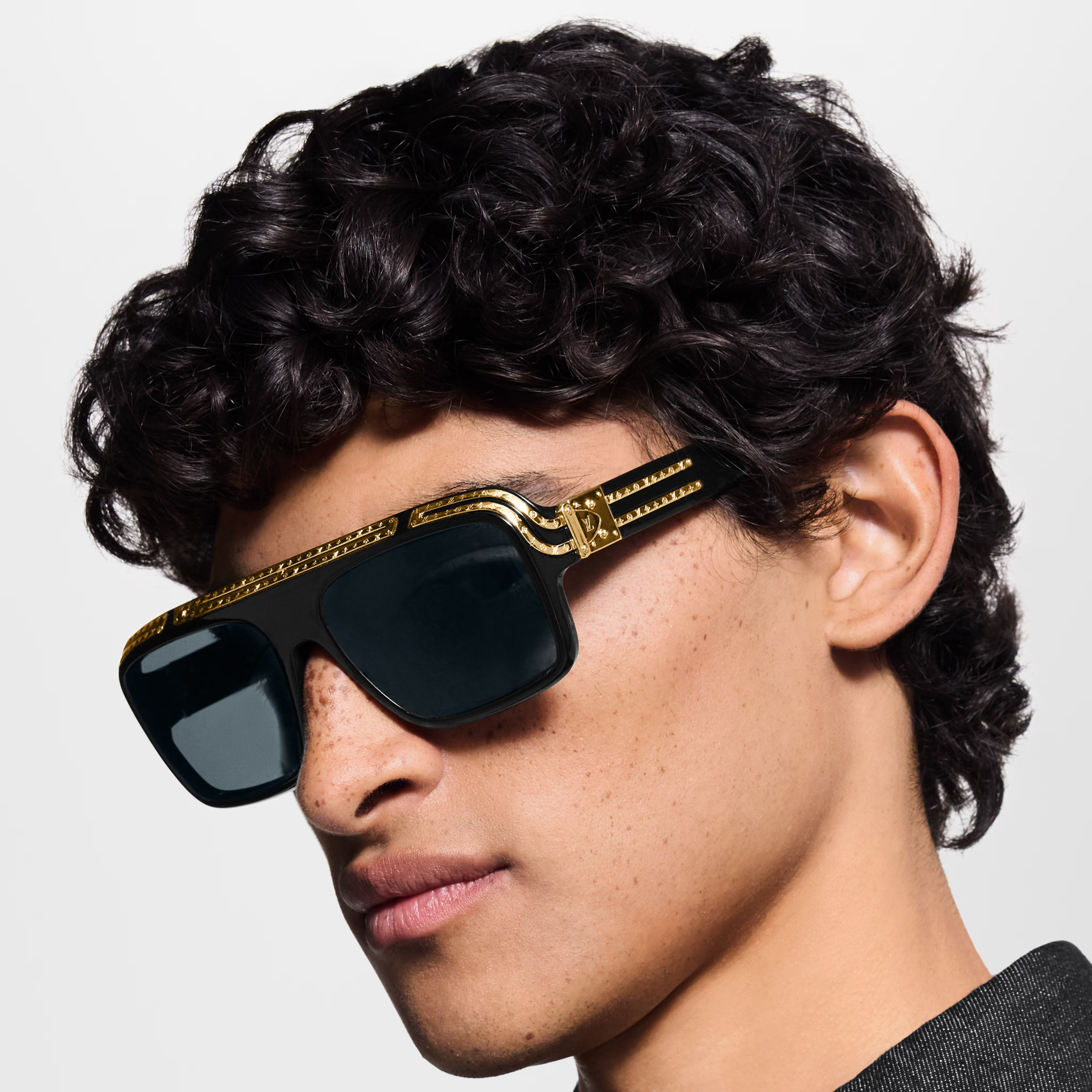 Louis Vuitton Men Pilot Frame Shiny Smoky Black Sunglasses