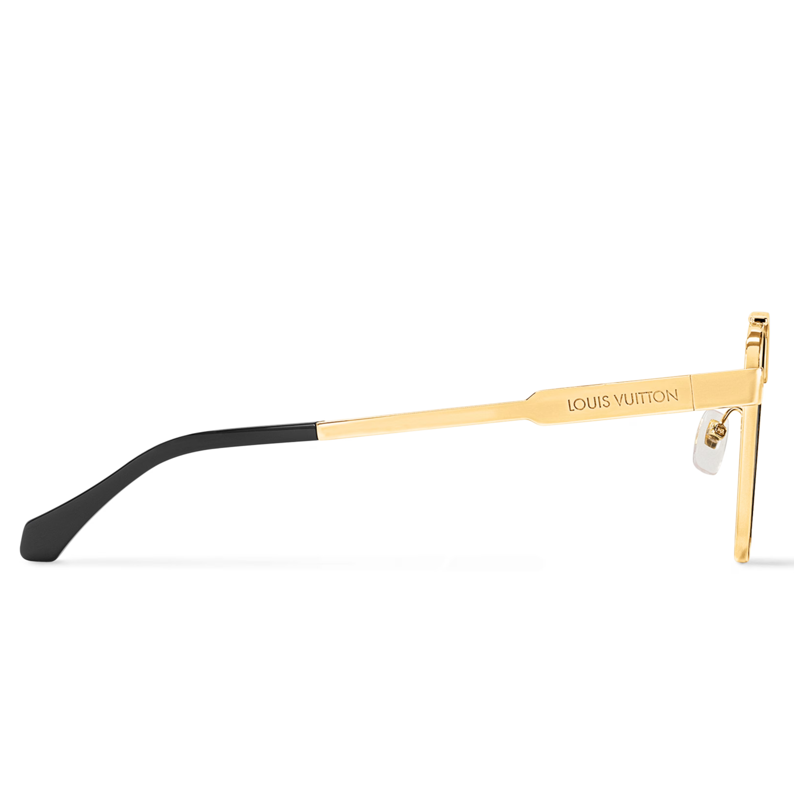 Louis Vuitton Men Square Frame Metallic Gold Sunglasses