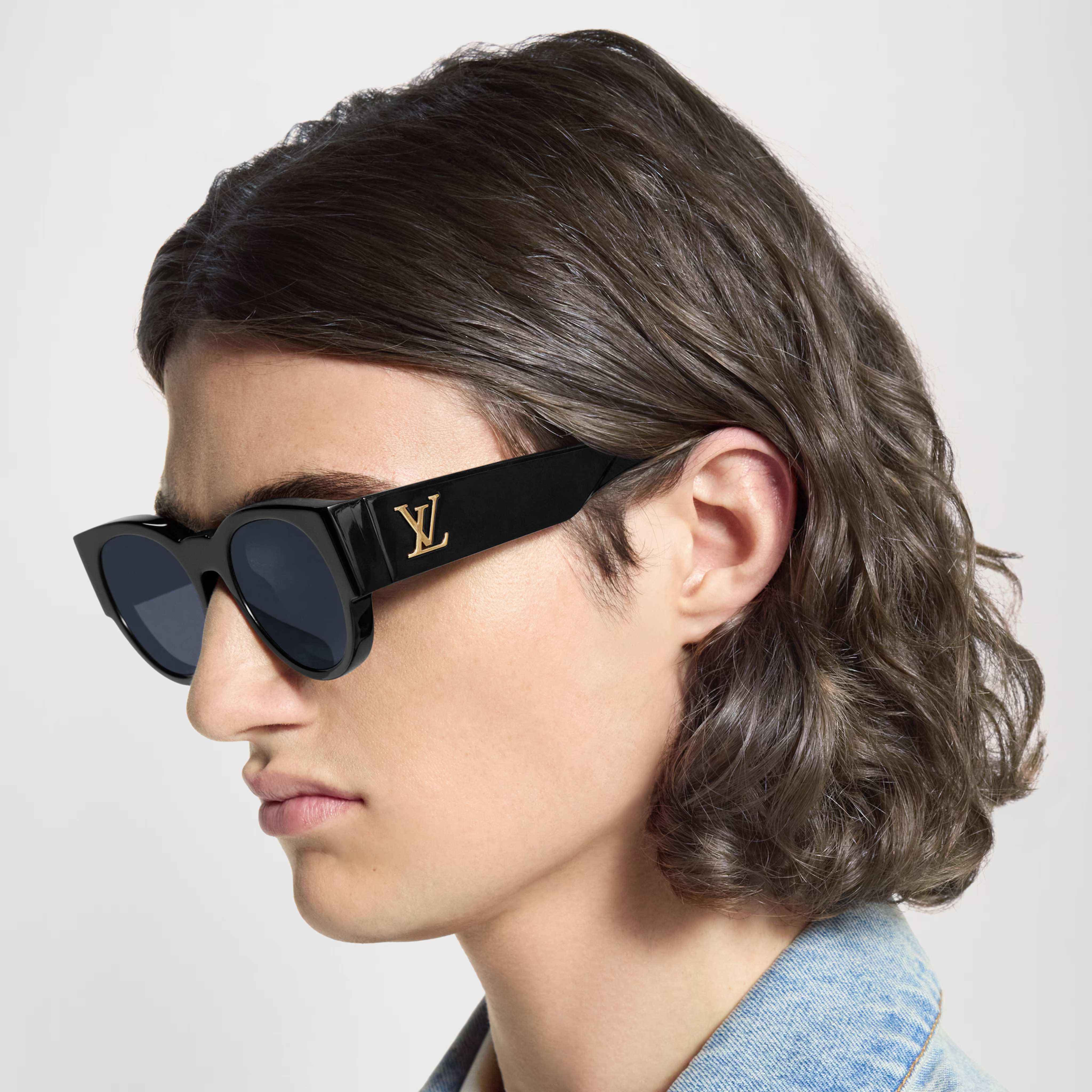 Louis Vuitton Men Round Frame Black Sunglasses