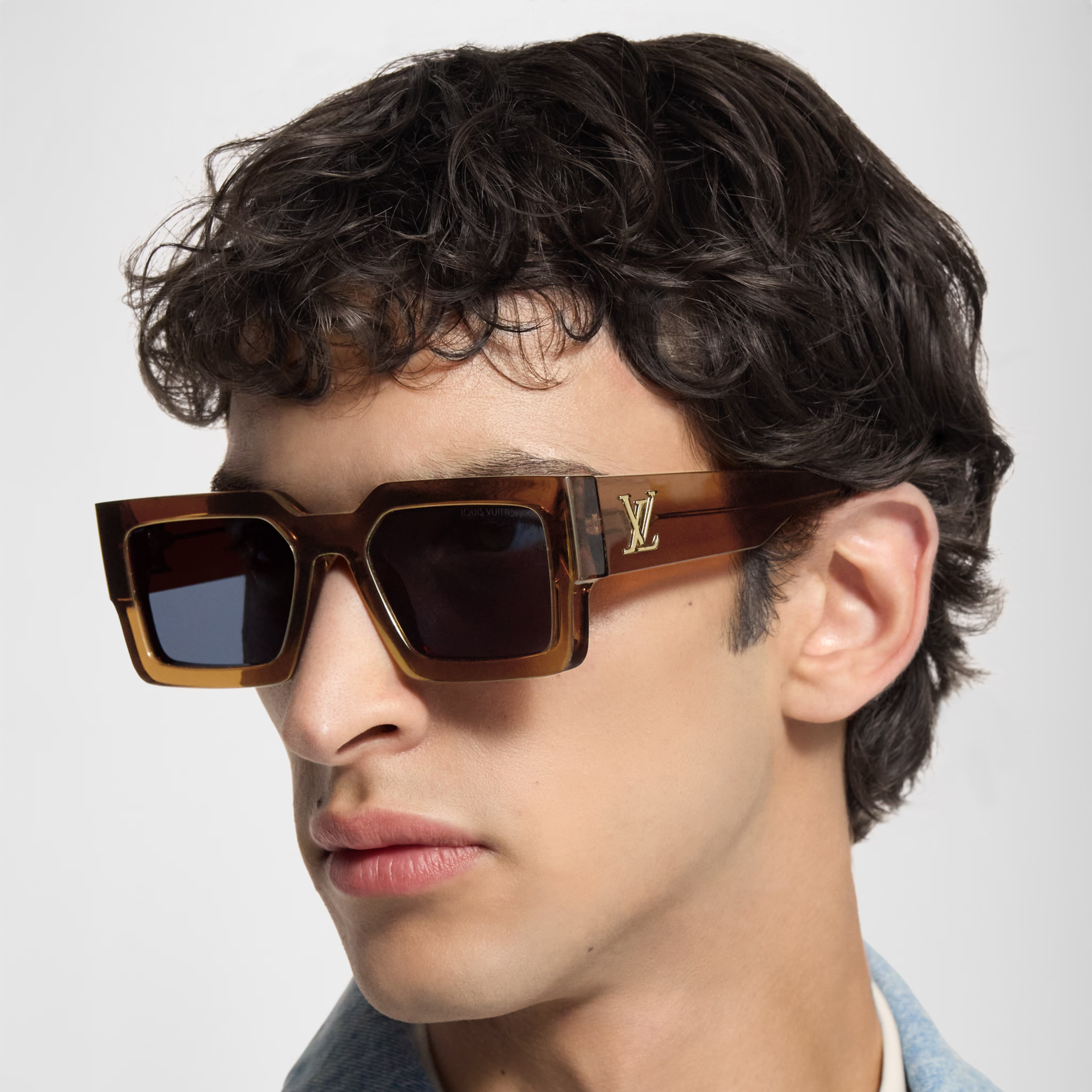 Louis Vuitton Men Square Frame Bronze Sunglasses