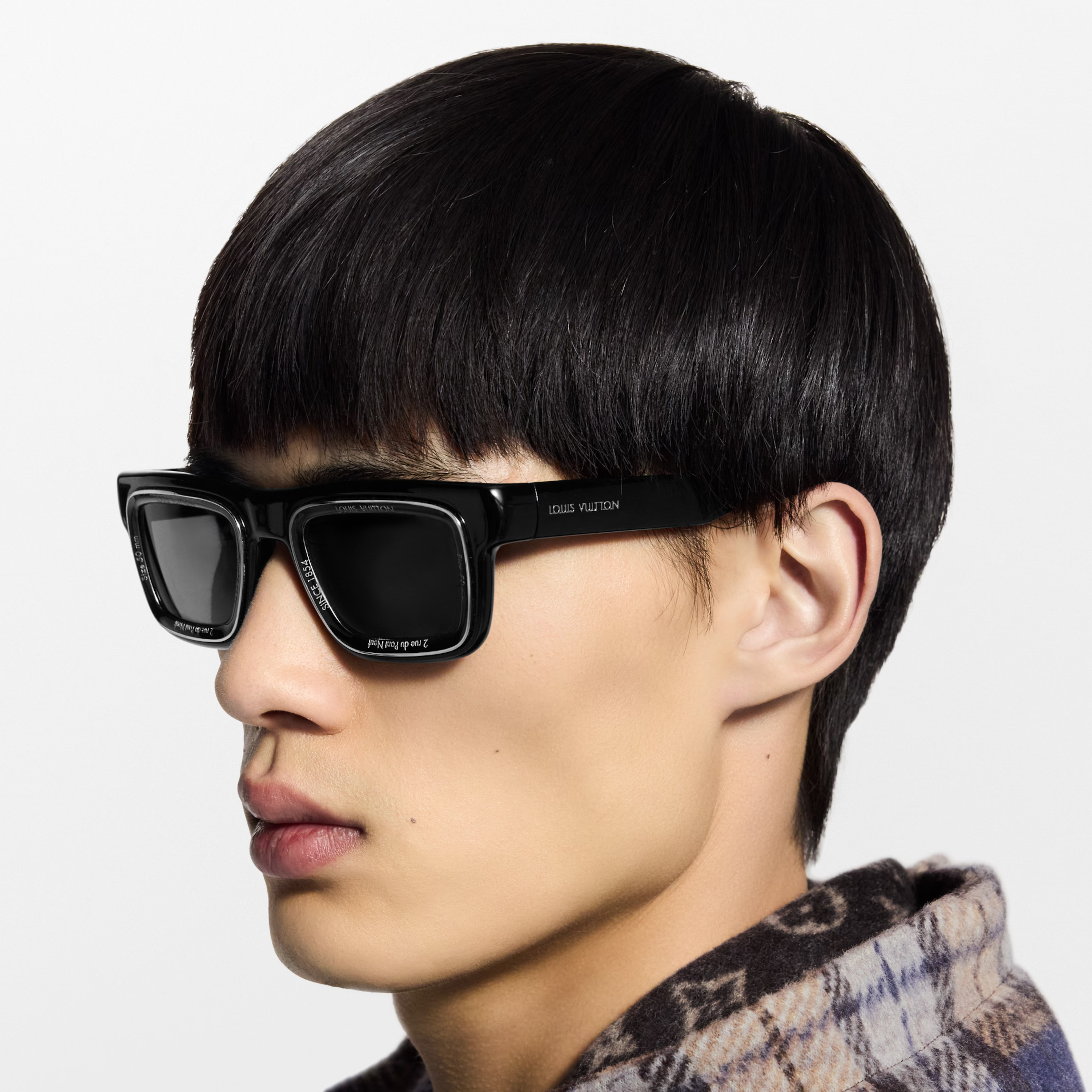 Louis Vuitton Men Square Frame Void Black Sunglasses