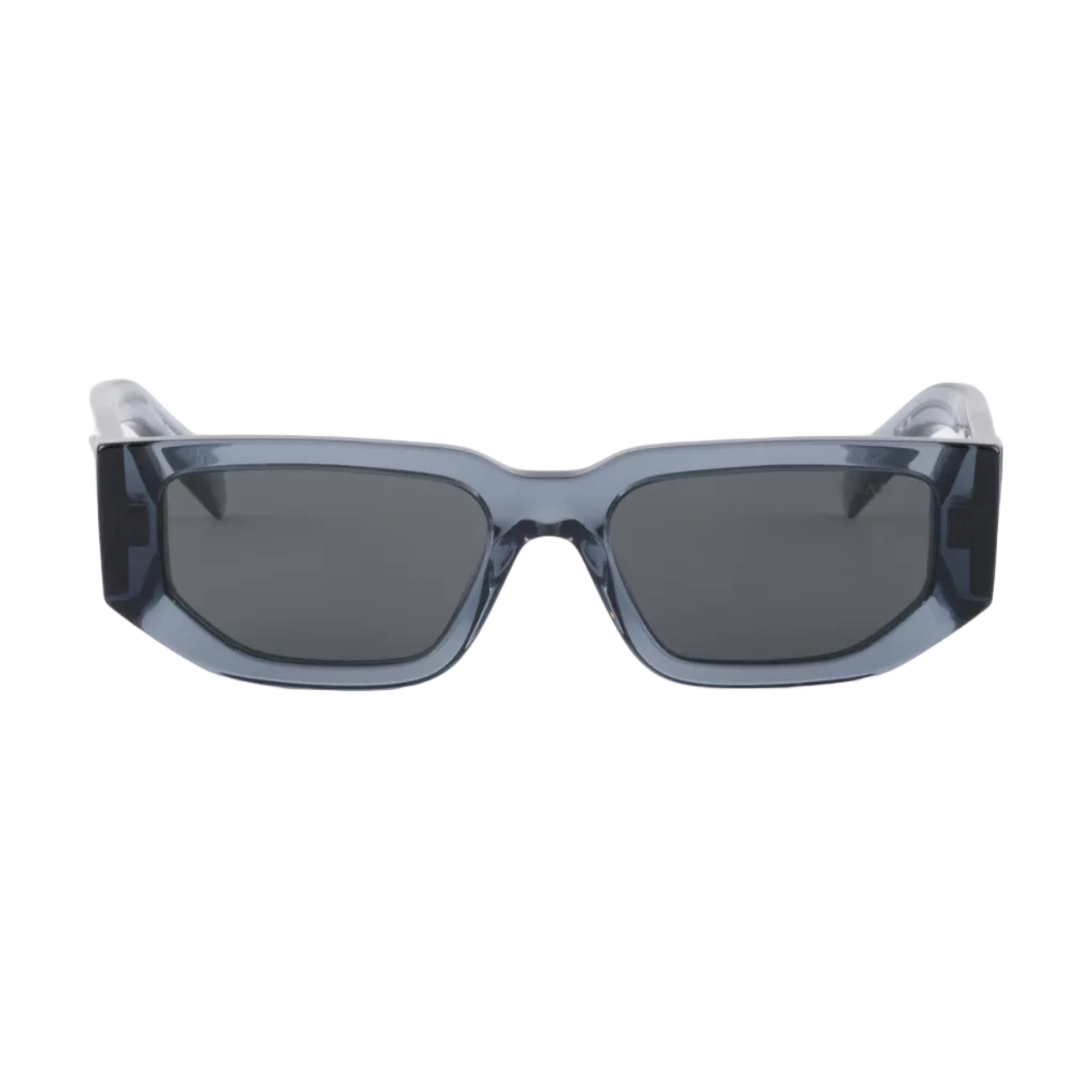 Prada Men Rctangular Frame Transparent Ocean Blue Sunglasses