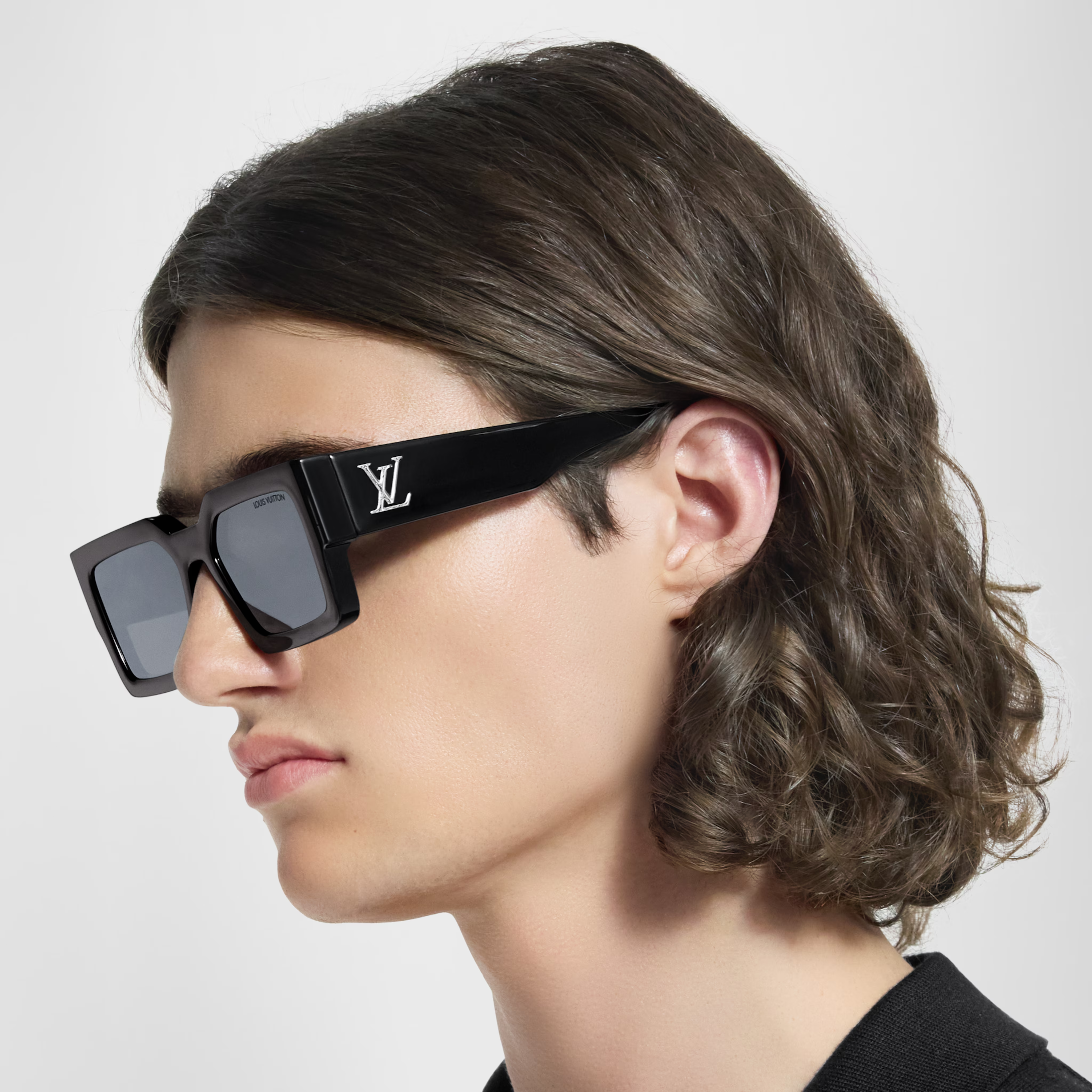 Louis Vuitton Men Square Frame Ebony Black Sunglasses