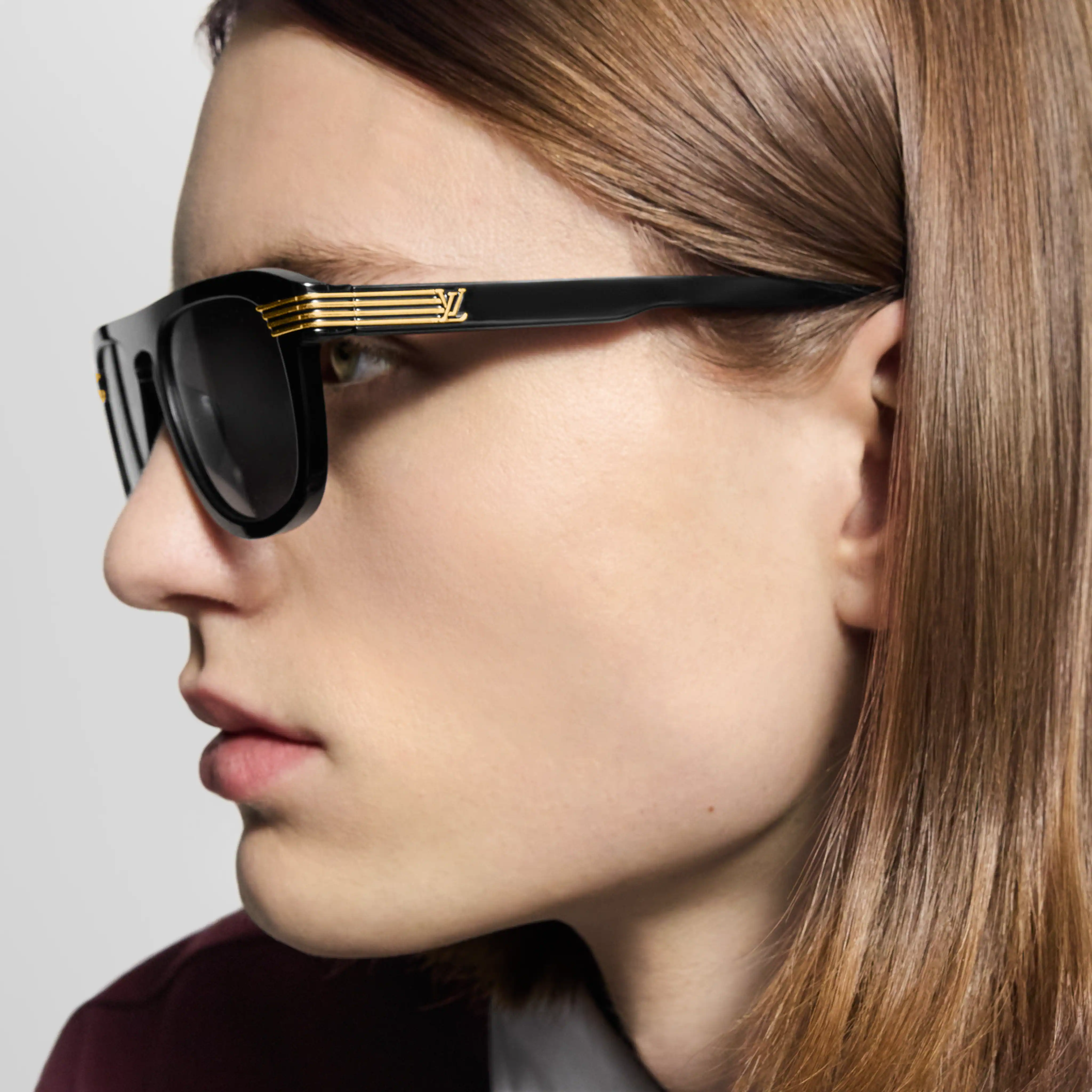 Louis Vuitton Men Round Sqaure Frame Deep Black Sunglasses