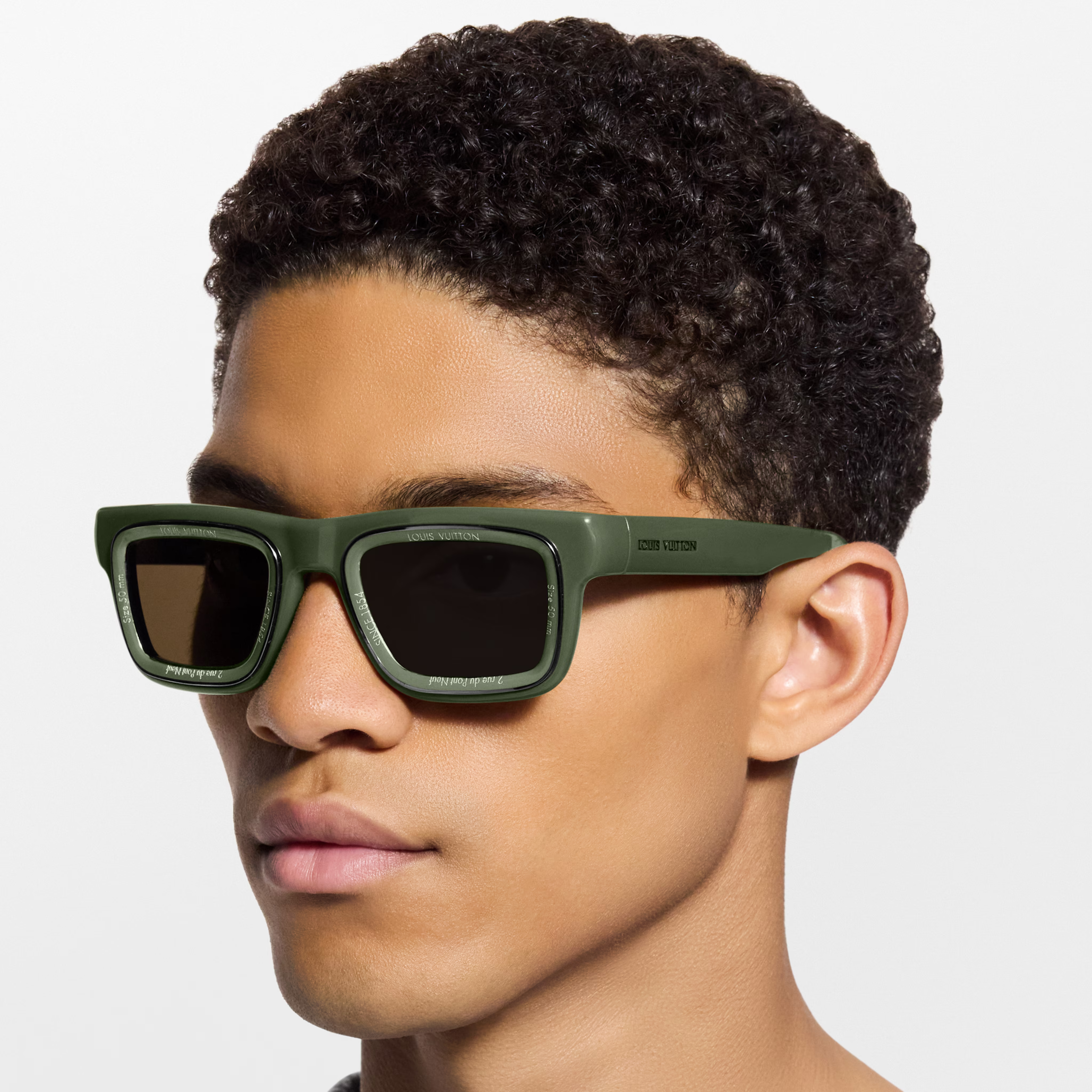 Louis Vuitton Men Square Frame Dark Green Sunglasses