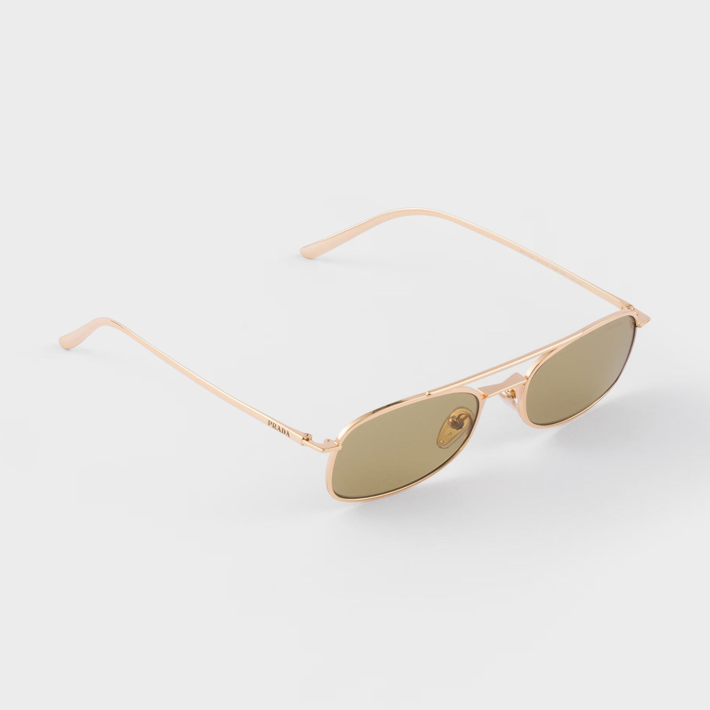 Prada Men Rctangular Frame Gold Sunglasses