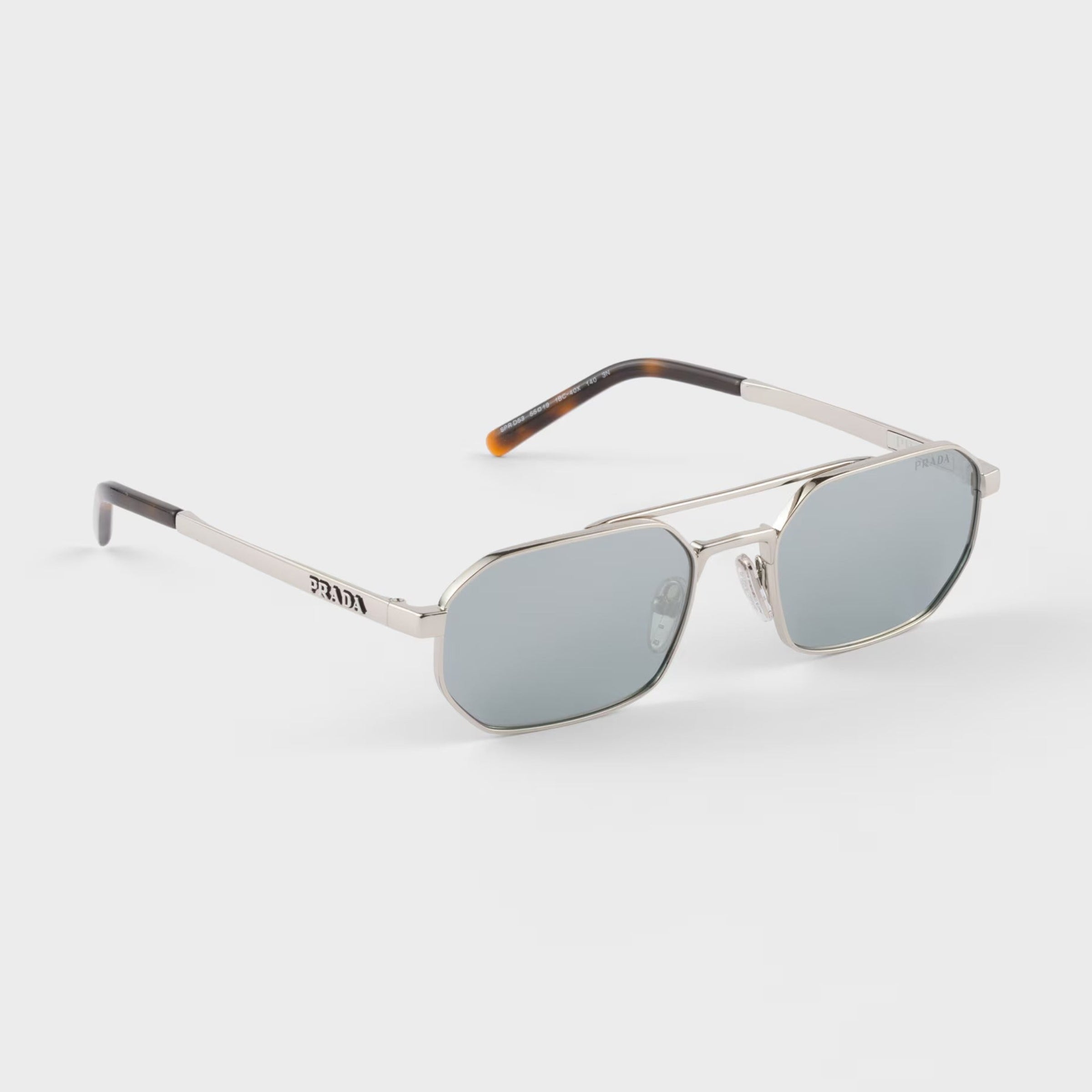Prada Men Geometric Frame Silver Sunglasses