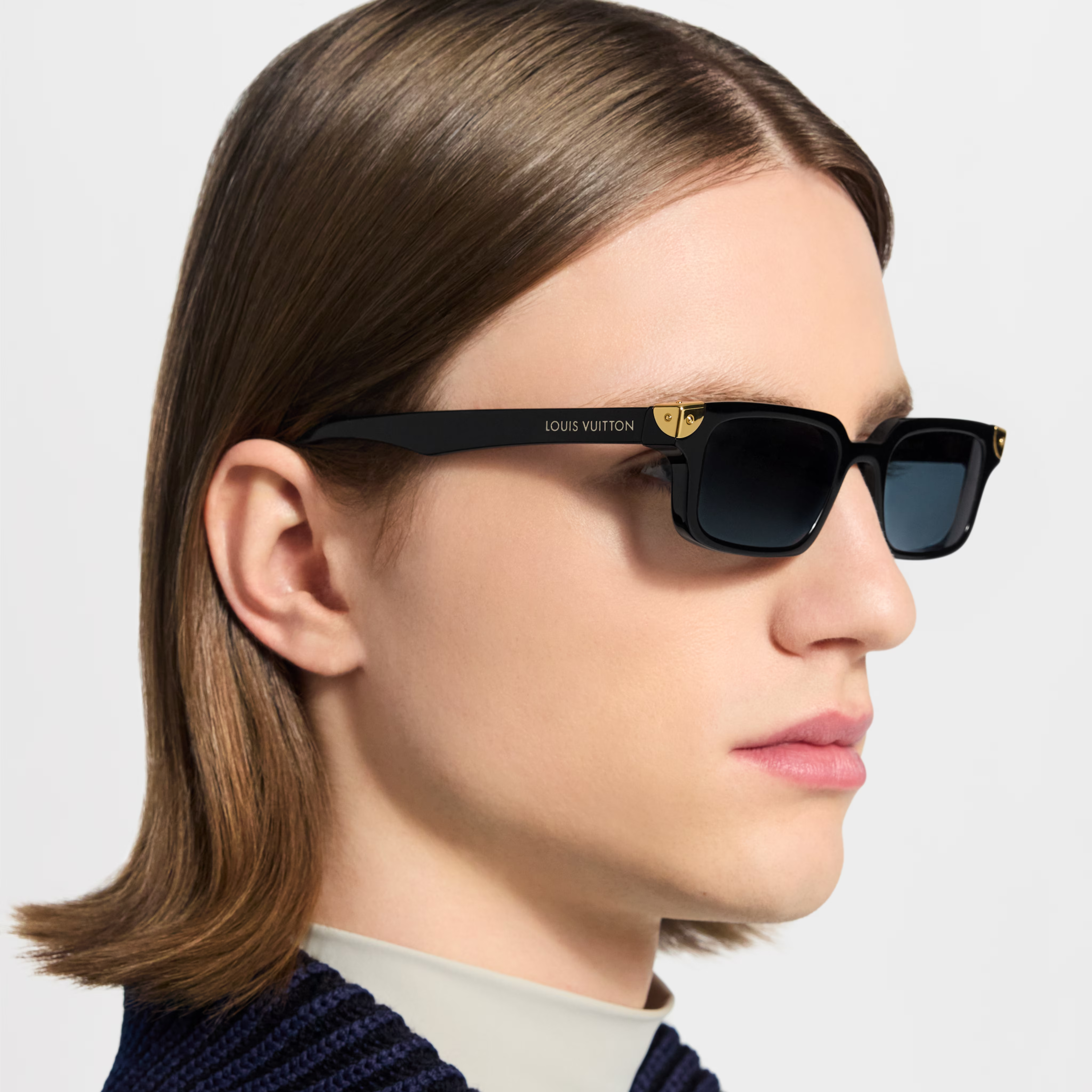 Louis Vuitton Men Rectangle Frame Black Sunglasses