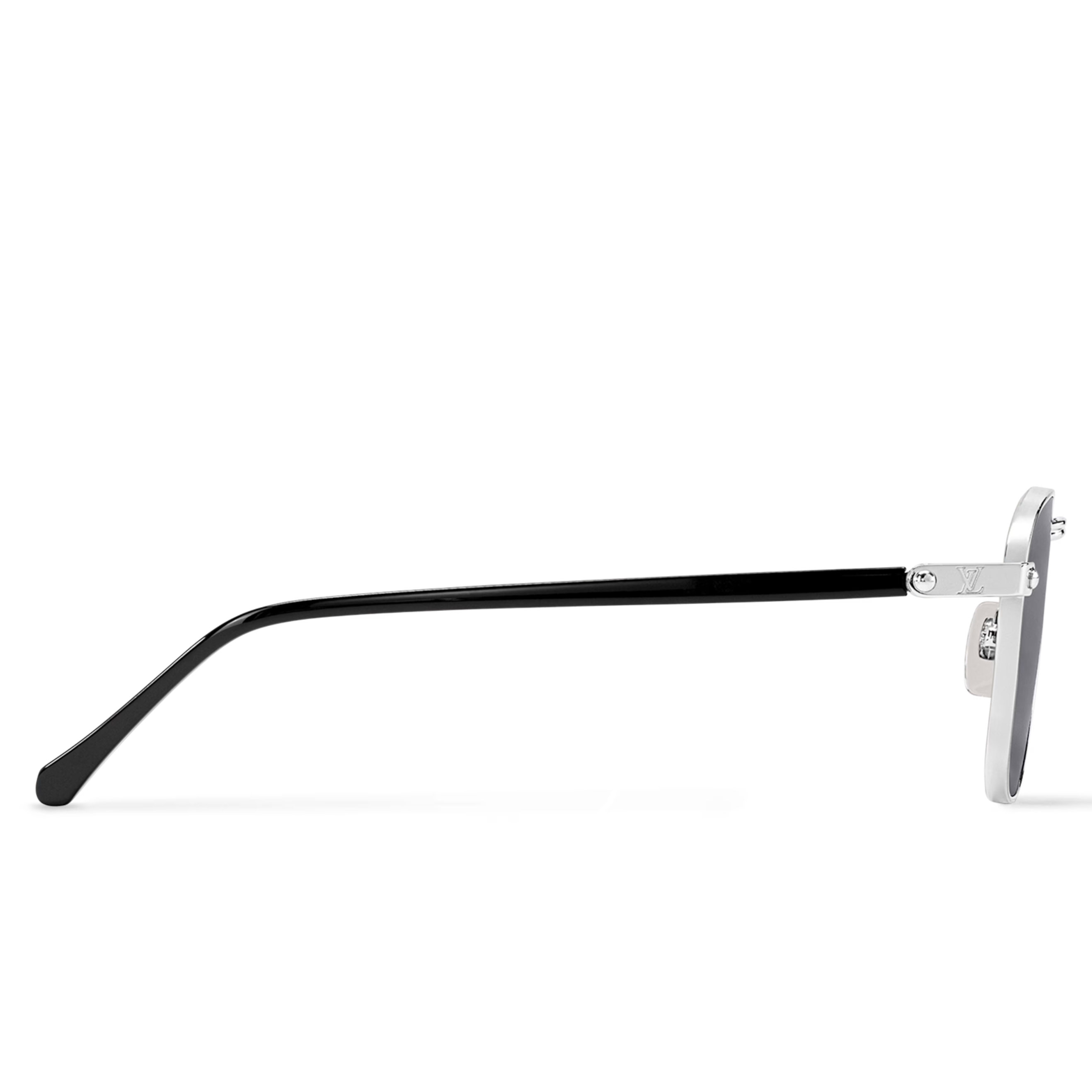 Louis Vuitton Men Sqaure Frame Shiny Silver Sunglasses