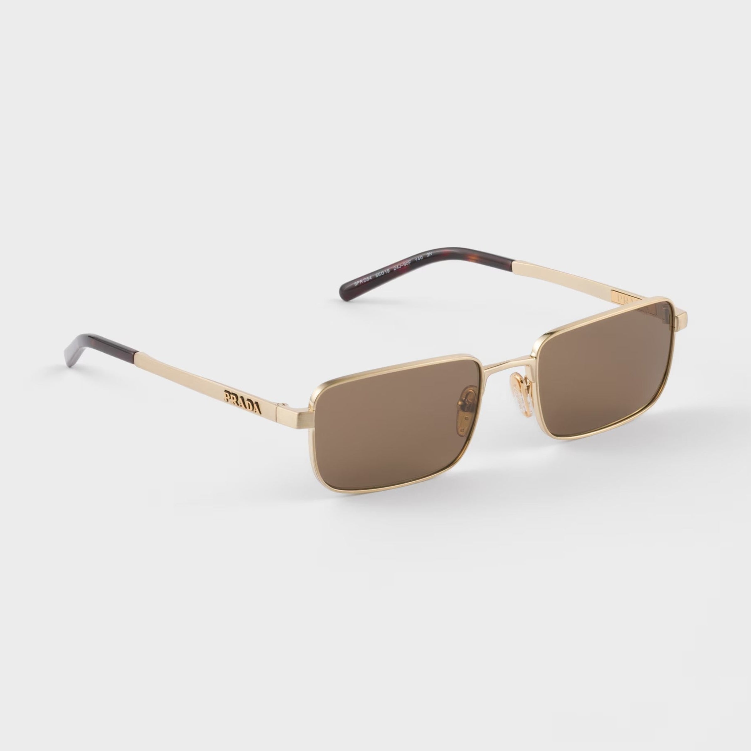 Prada Men Rectangular Frame Brushed Gold Sunglasses
