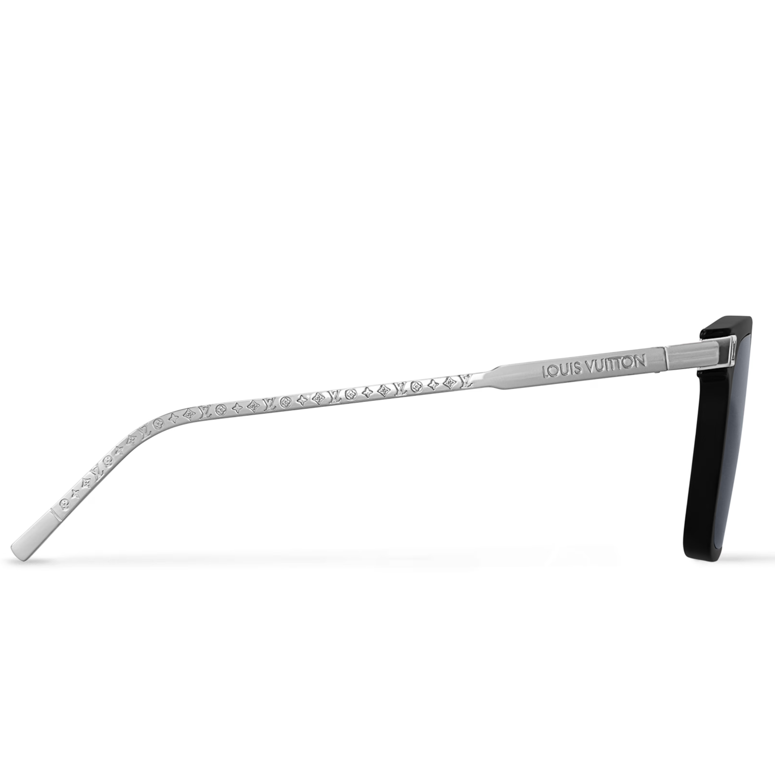 Louis Vuitton Men Sqaure Frame Shiny Soft Black Sunglasses
