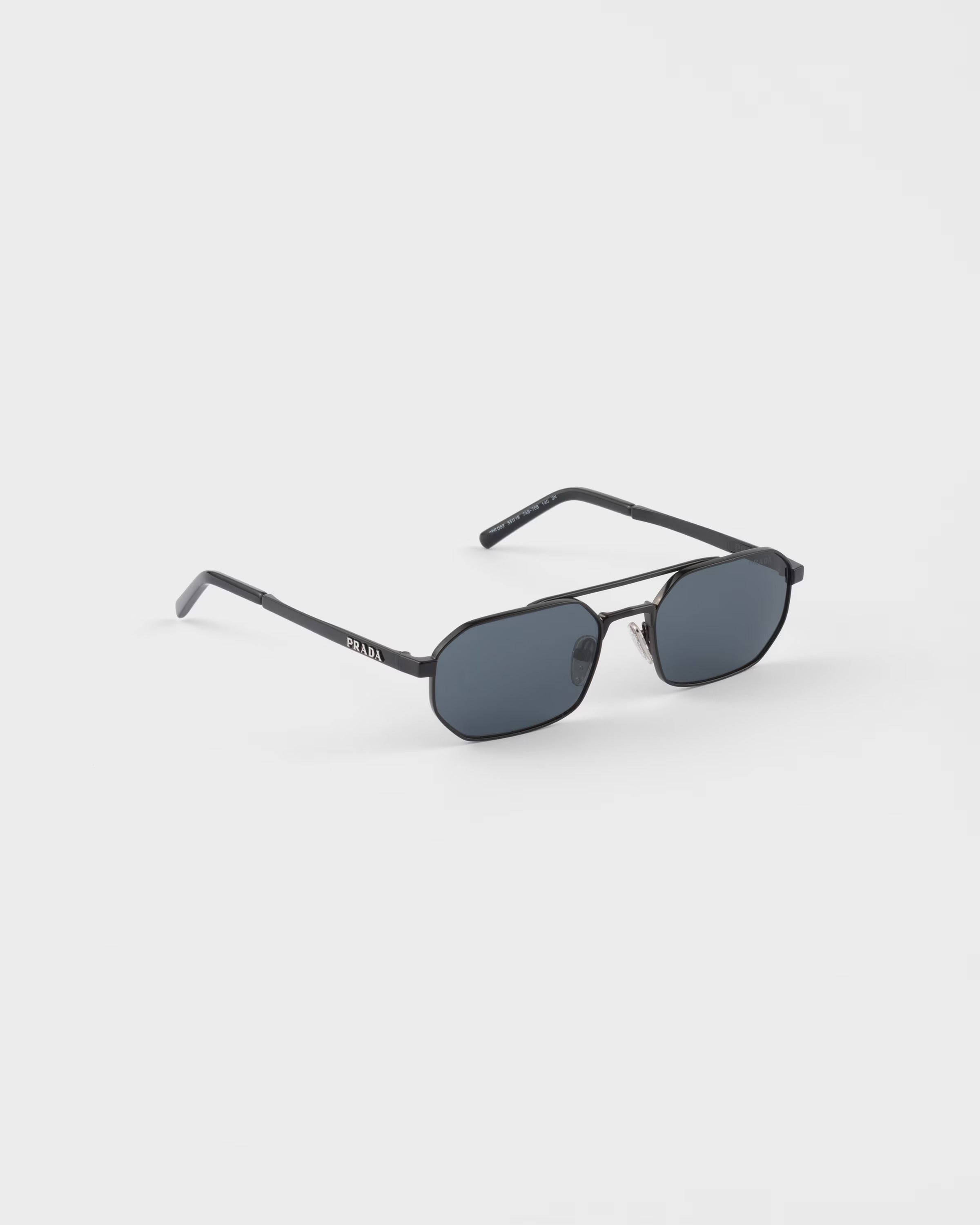 Prada Men Rectangular Frame Classic Black Sunglasses