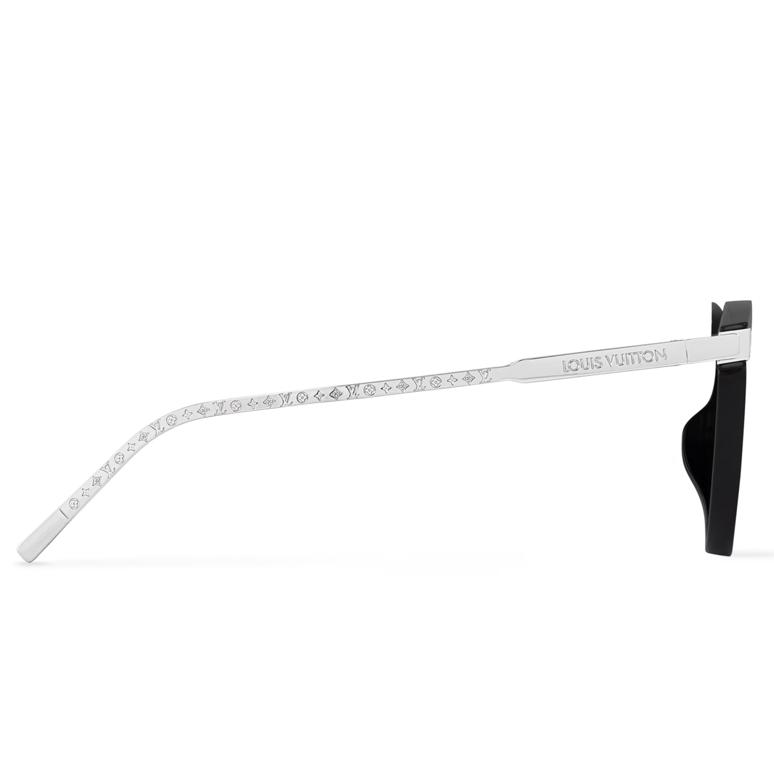 Louis Vuitton Men Round Frame Shiny Soft Black Sunglasses