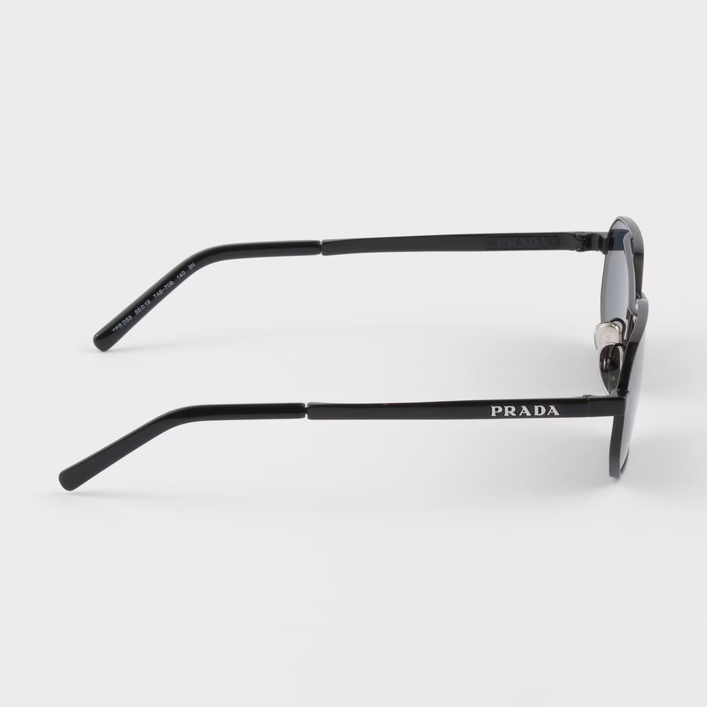 Prada Men Geometric Frame Brushed Black Sunglasses