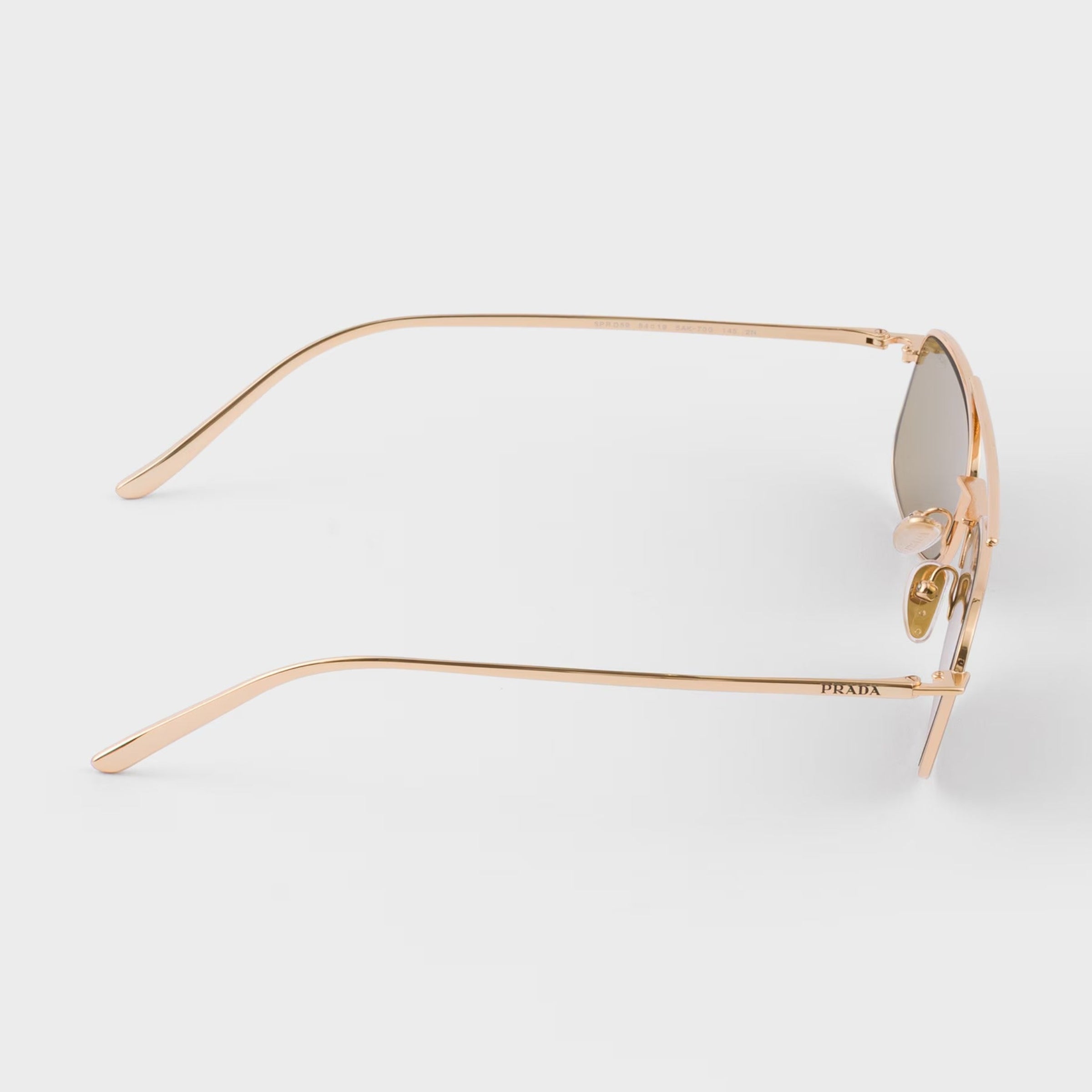 Prada Men Rctangular Frame Gold Sunglasses