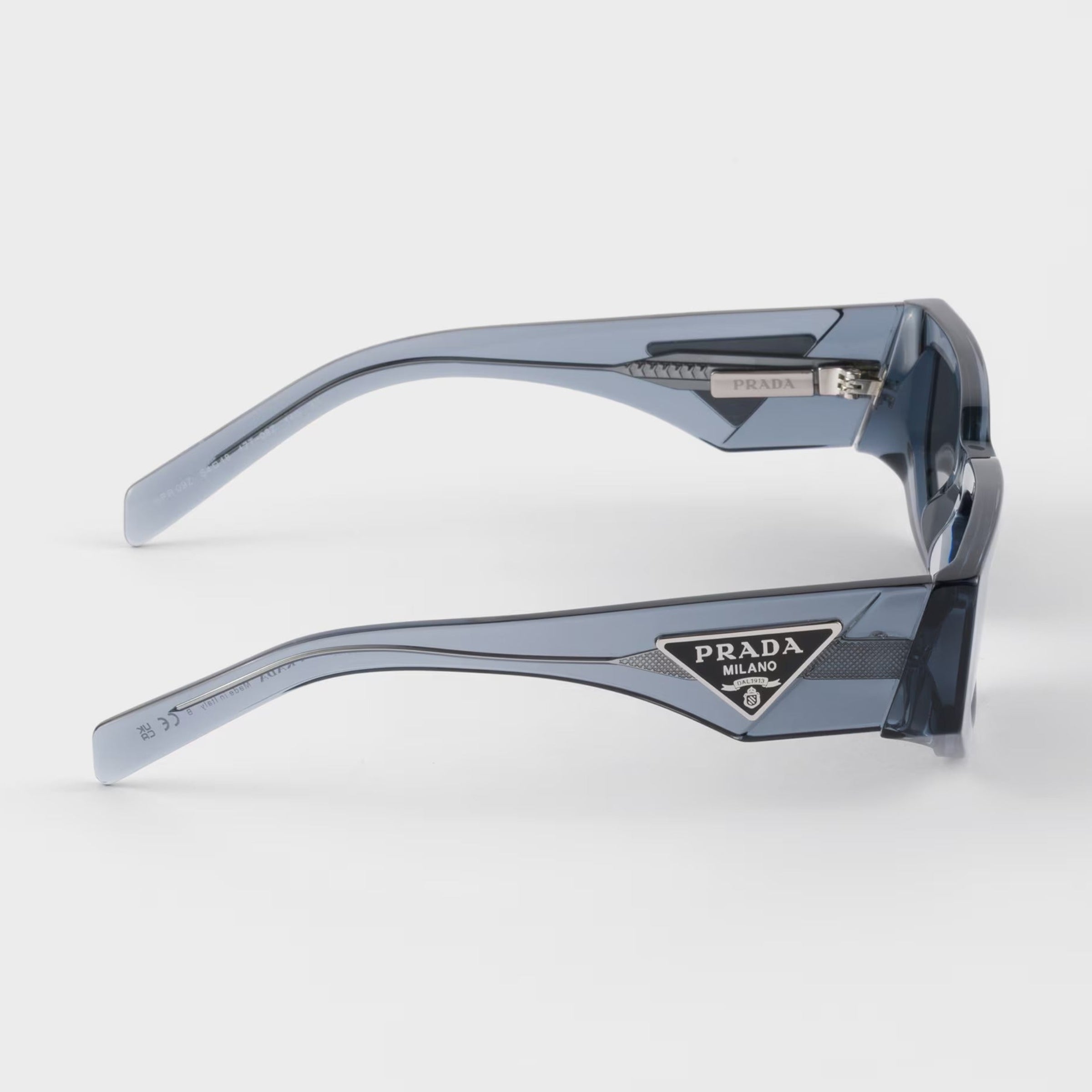 Prada Men Rctangular Frame Transparent Ocean Blue Sunglasses