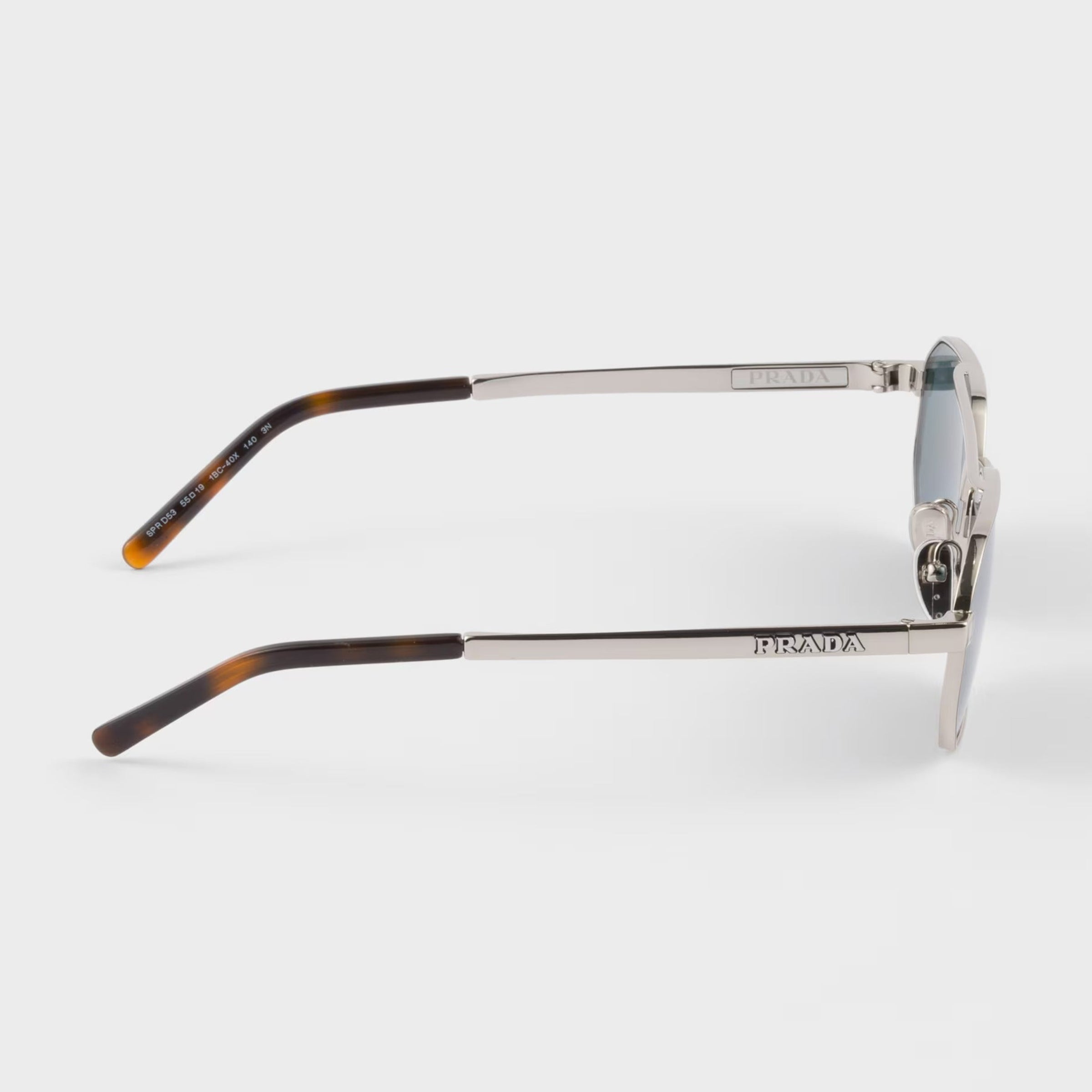 Prada Men Geometric Frame Silver Sunglasses