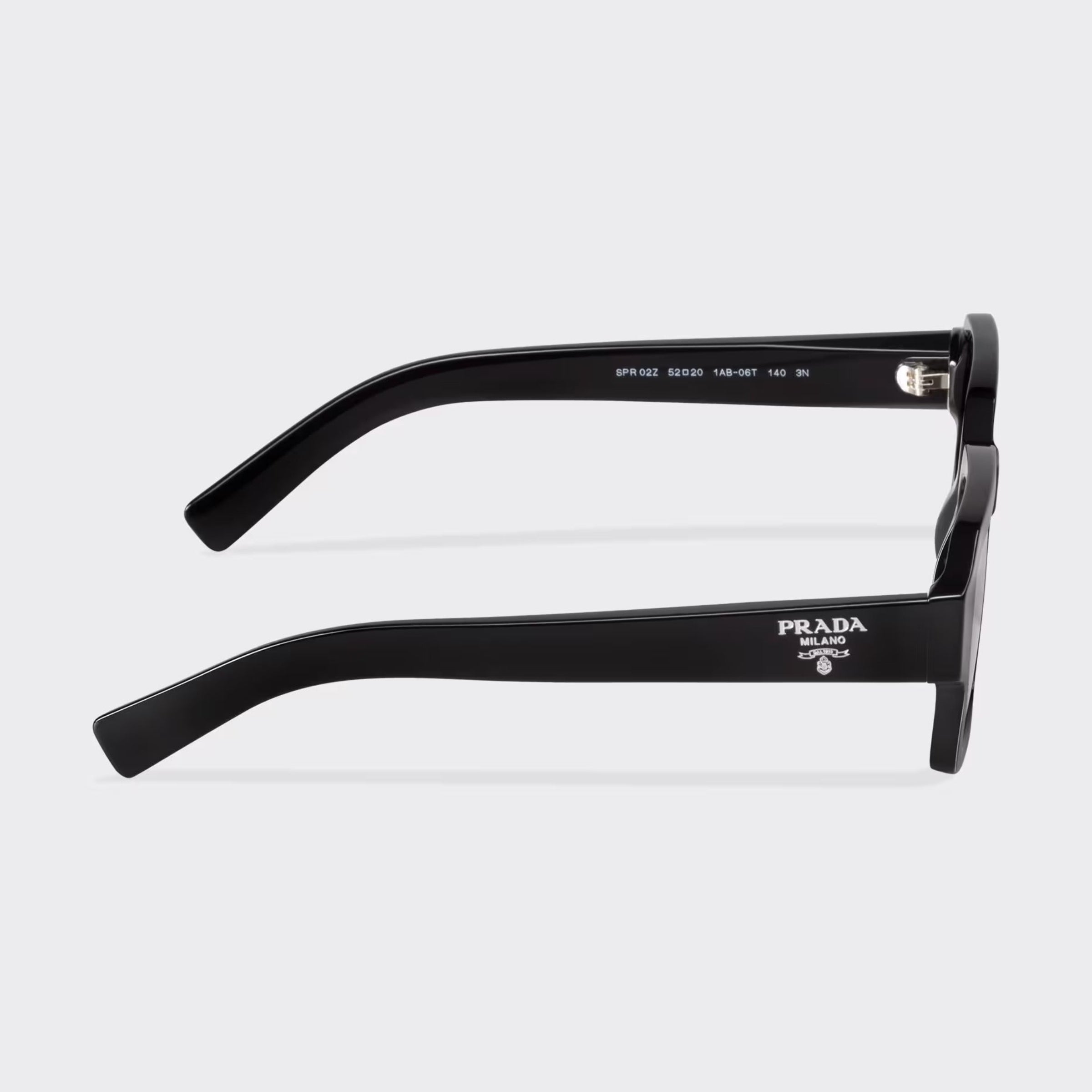 Prada Men Rectangular Frame Deep Black Sunglasses