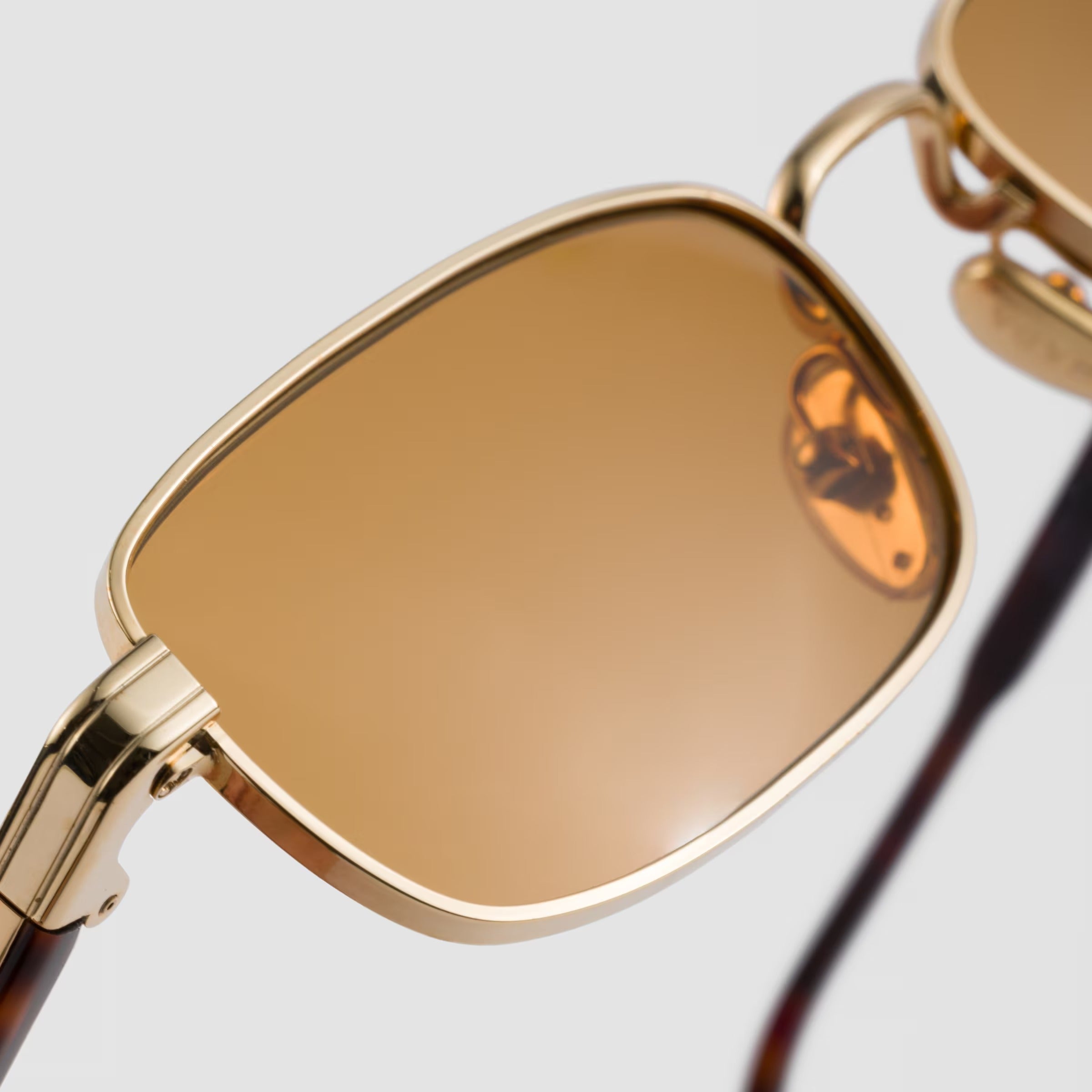 Prada Men Rectangular Frame Metallic Gold Sunglasses