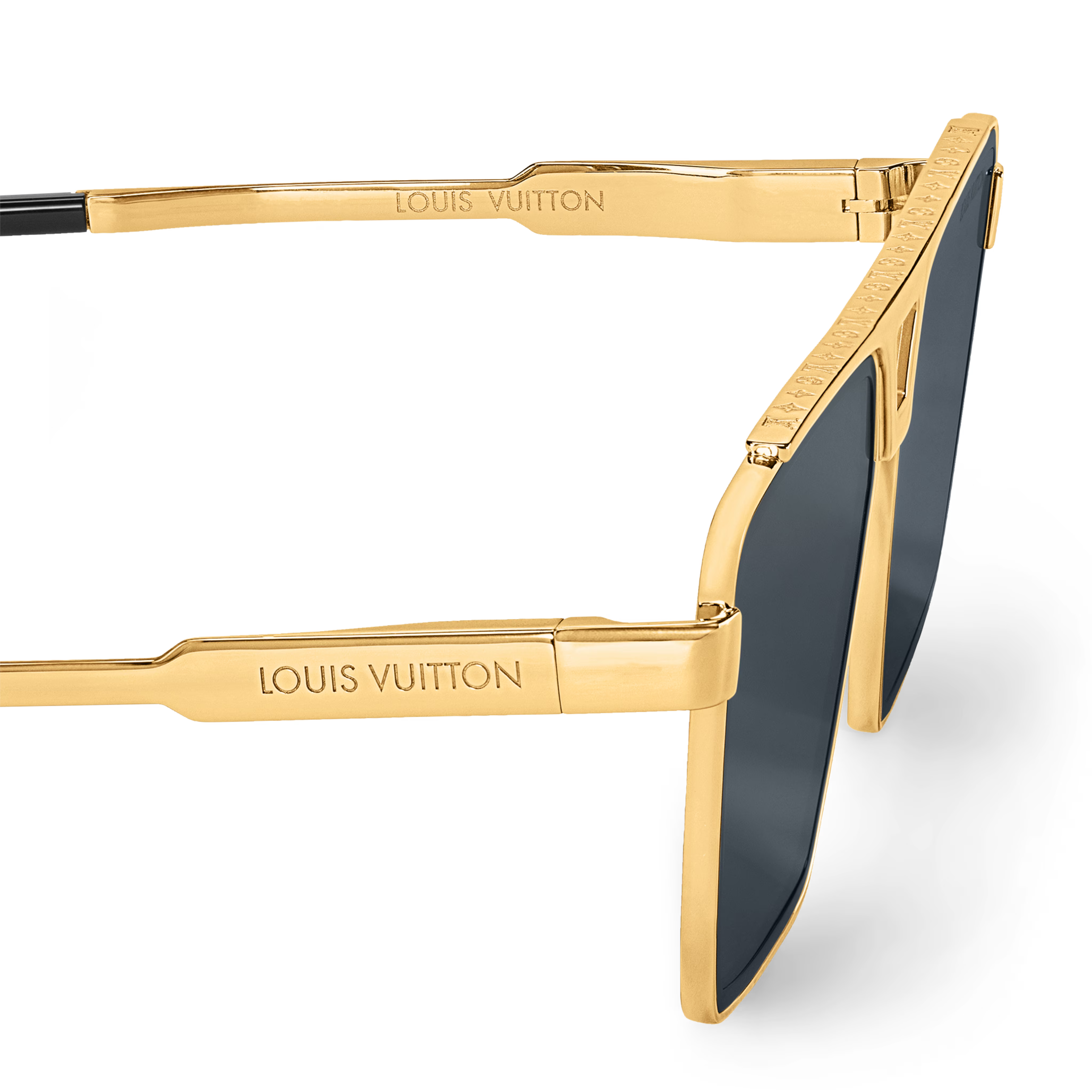 Louis Vuitton Men Square Frame Metallic Gold Sunglasses
