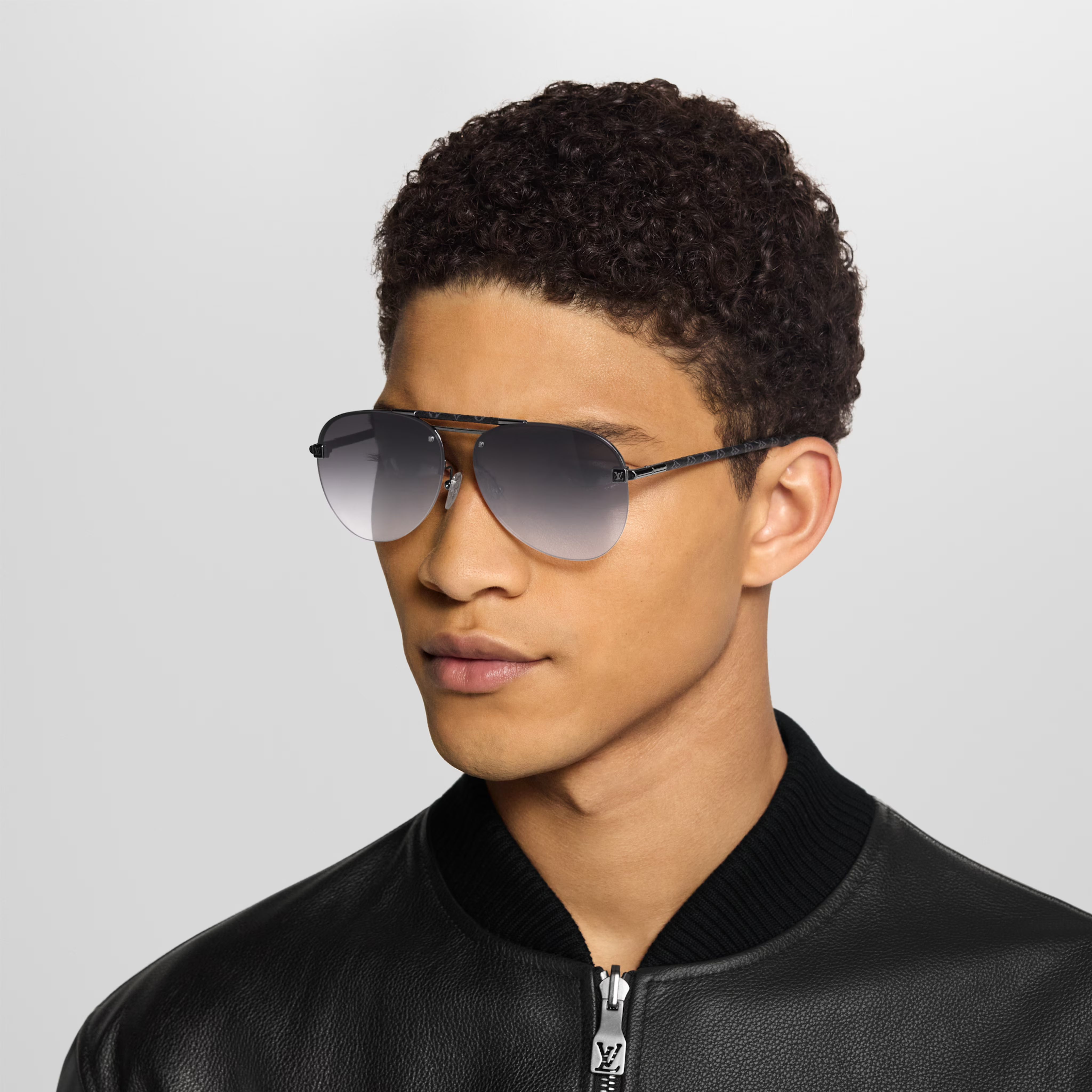 Louis Vuitton Men Pilot Frame Shiny Gunmetal Sunglasses