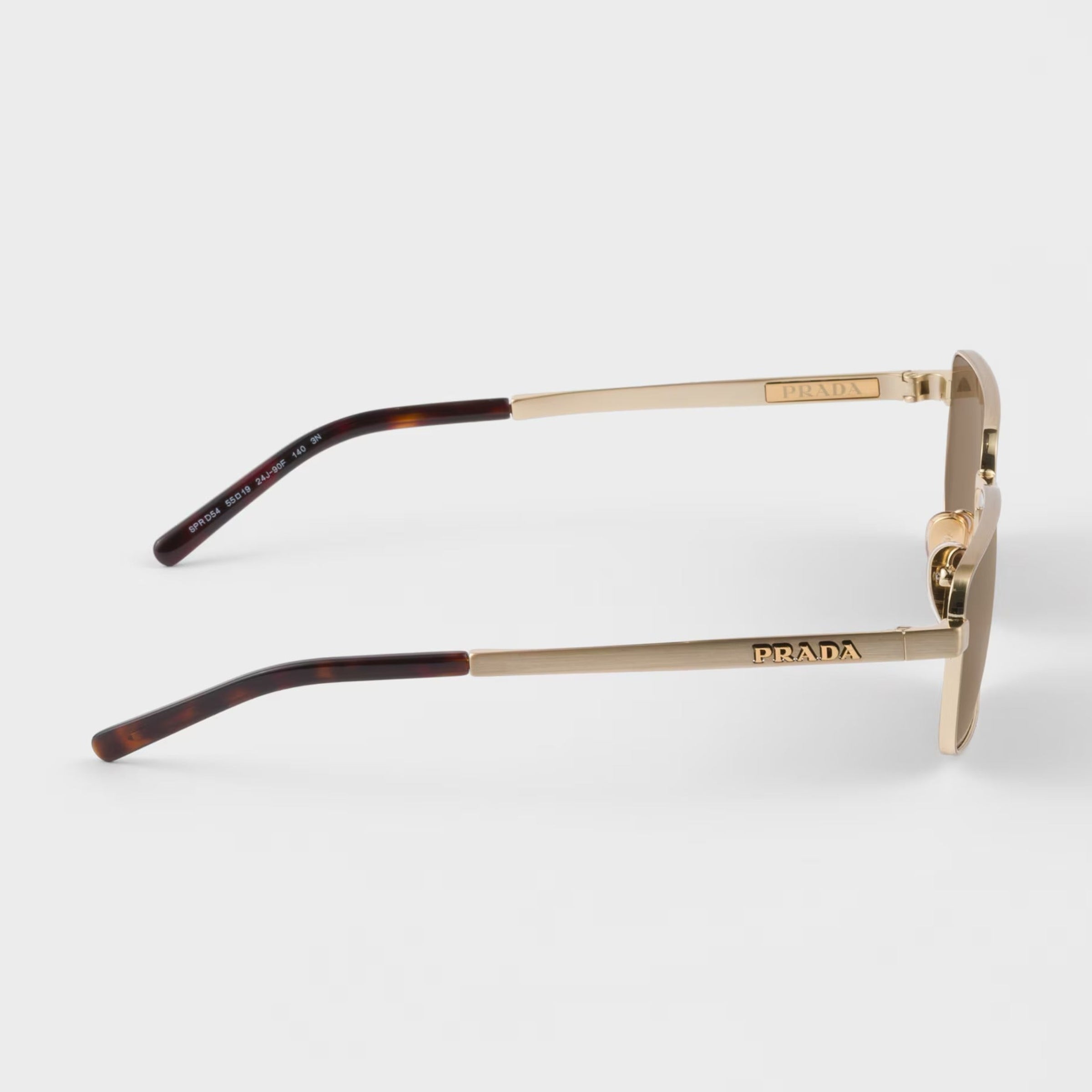 Prada Men Rectangular Frame Brushed Gold Sunglasses