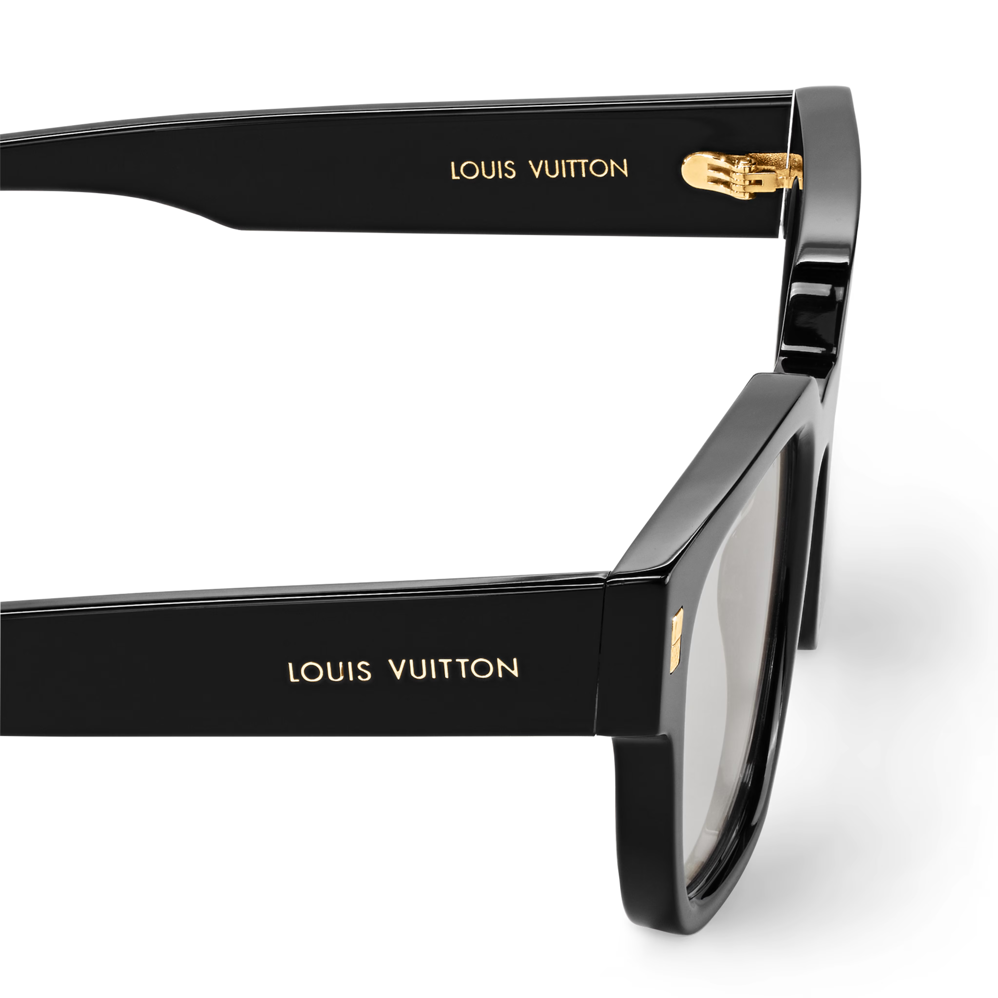 Louis Vuitton Men Sqaure Frame Shiny Ink Black Sunglasses