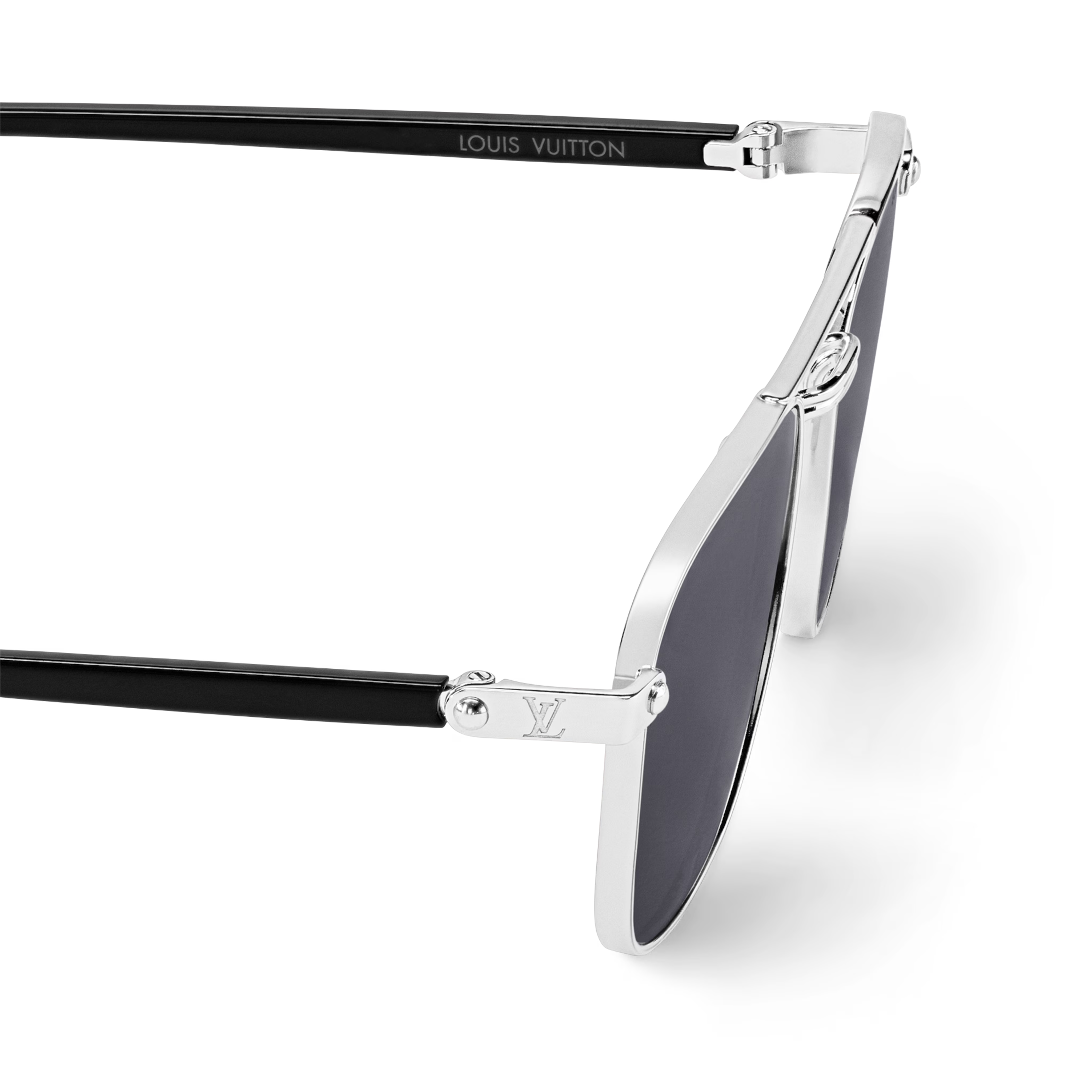 Louis Vuitton Men Sqaure Frame Shiny Silver Sunglasses