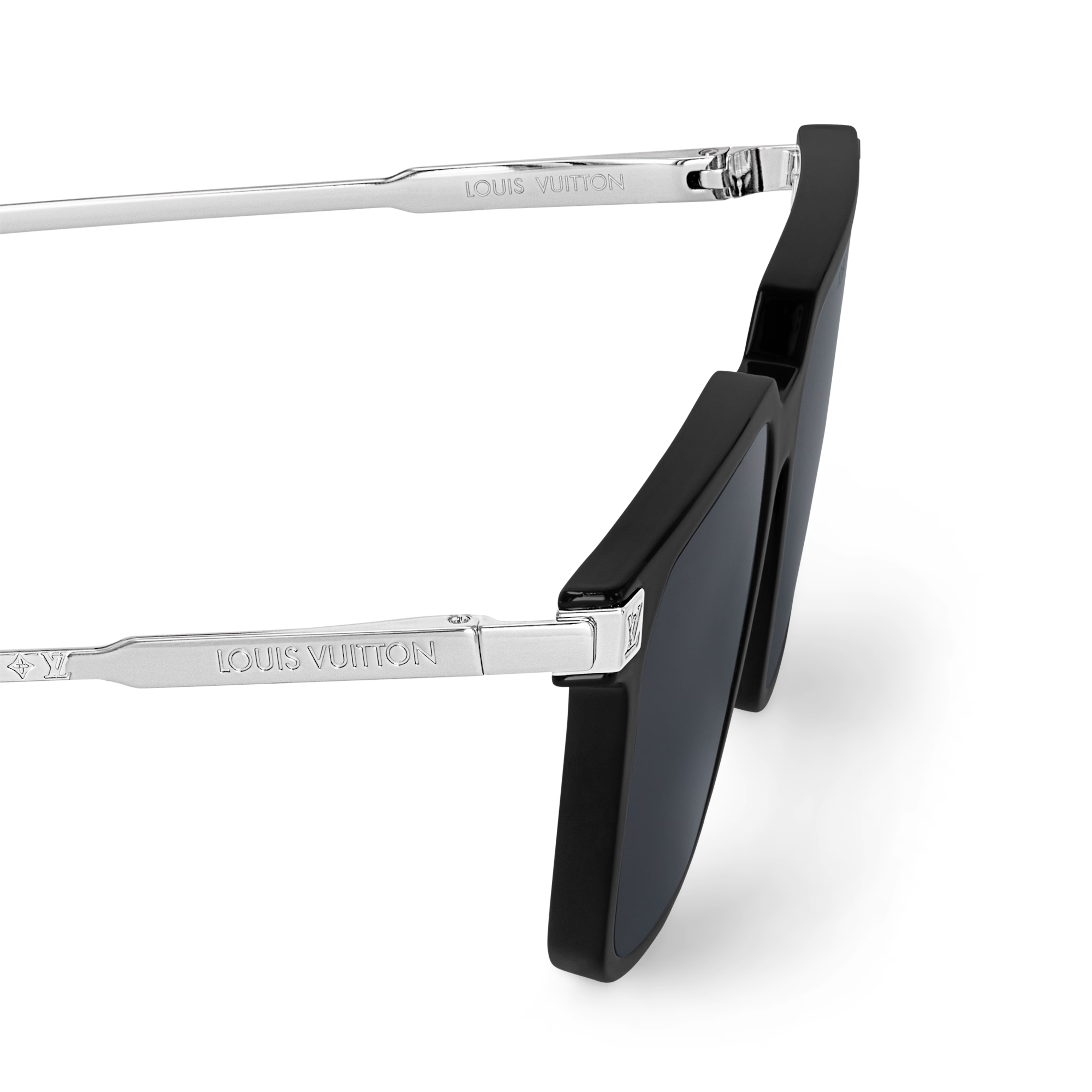 Louis Vuitton Men Sqaure Frame Shiny Soft Black Sunglasses