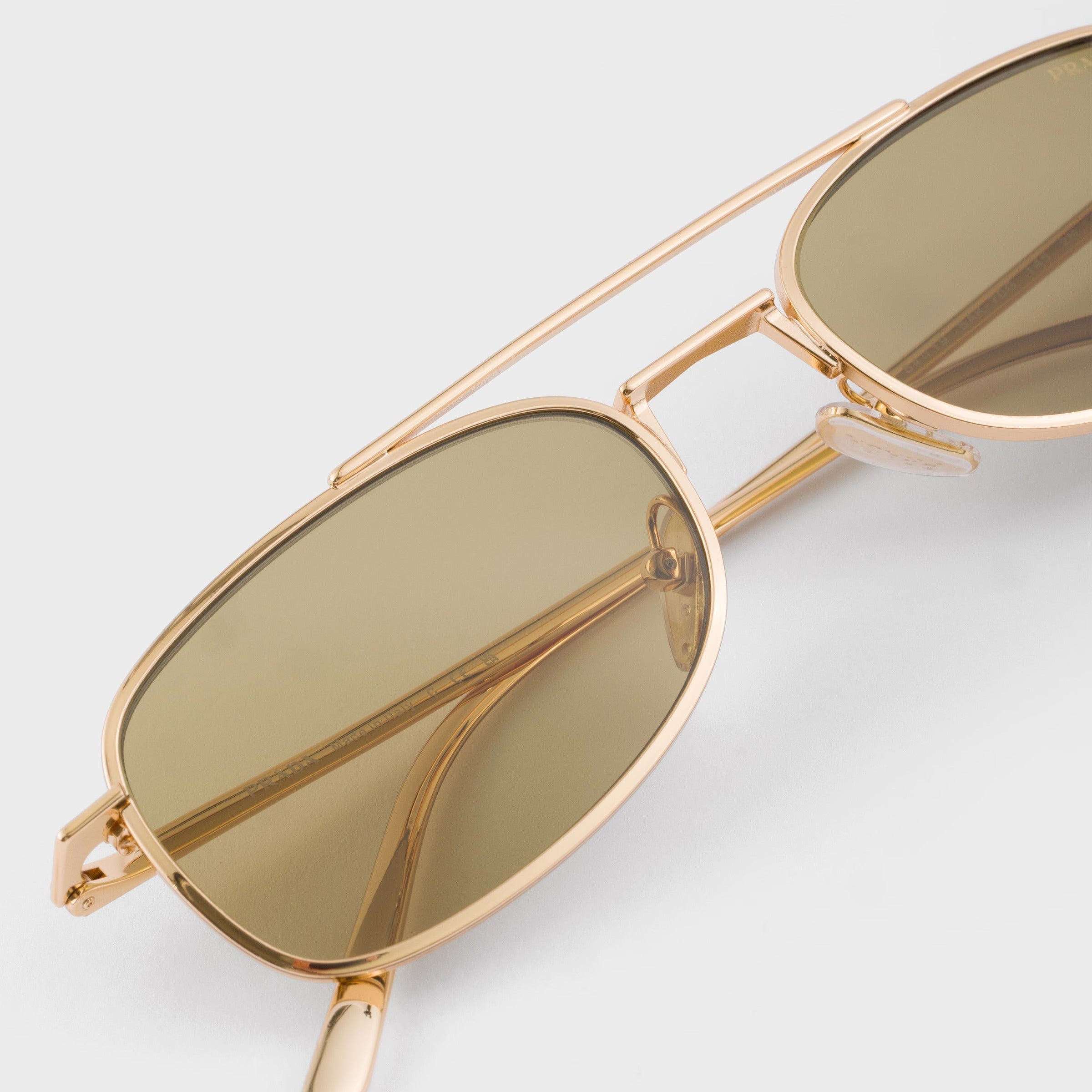 Prada Men Rctangular Frame Gold Sunglasses