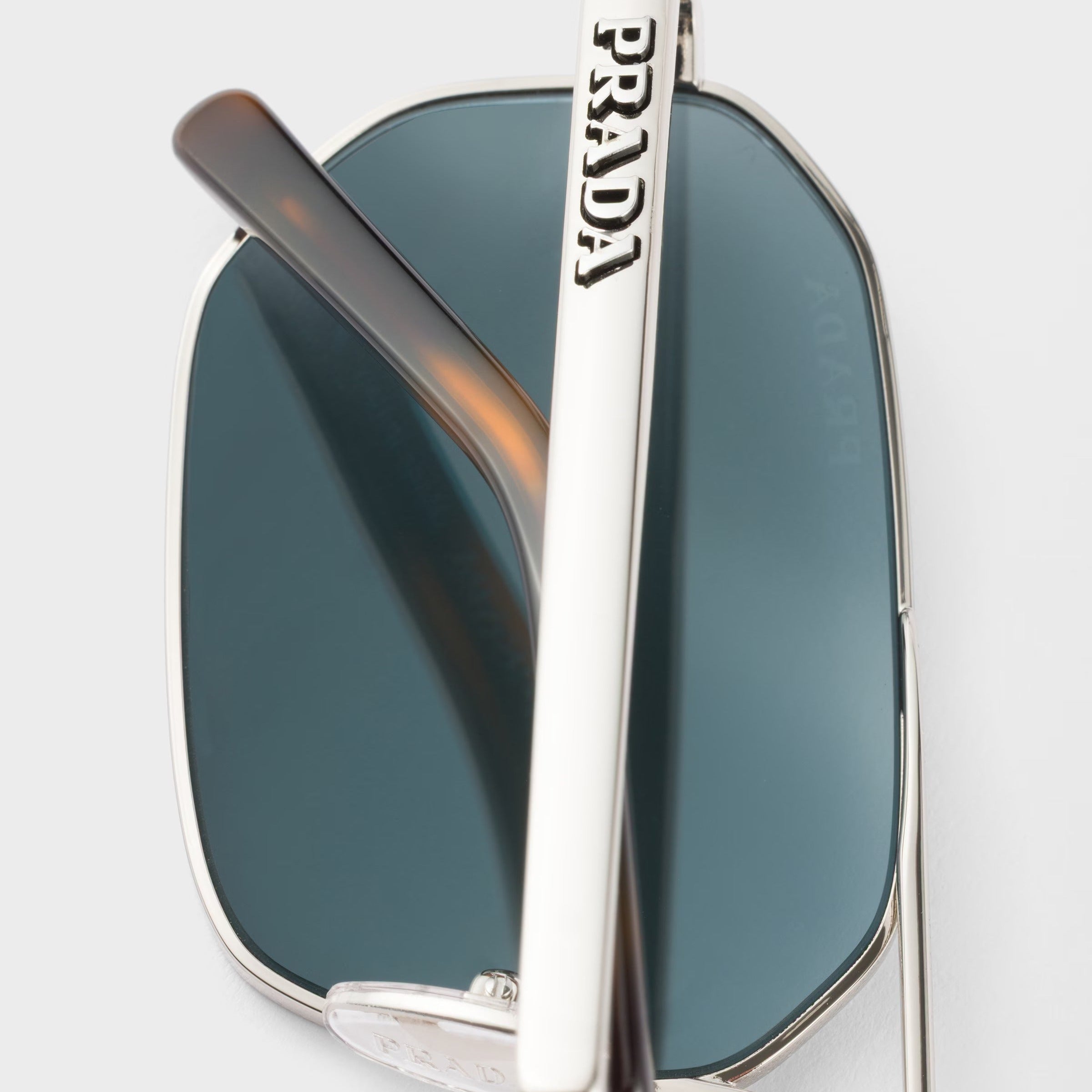 Prada Men Geometric Frame Silver Sunglasses