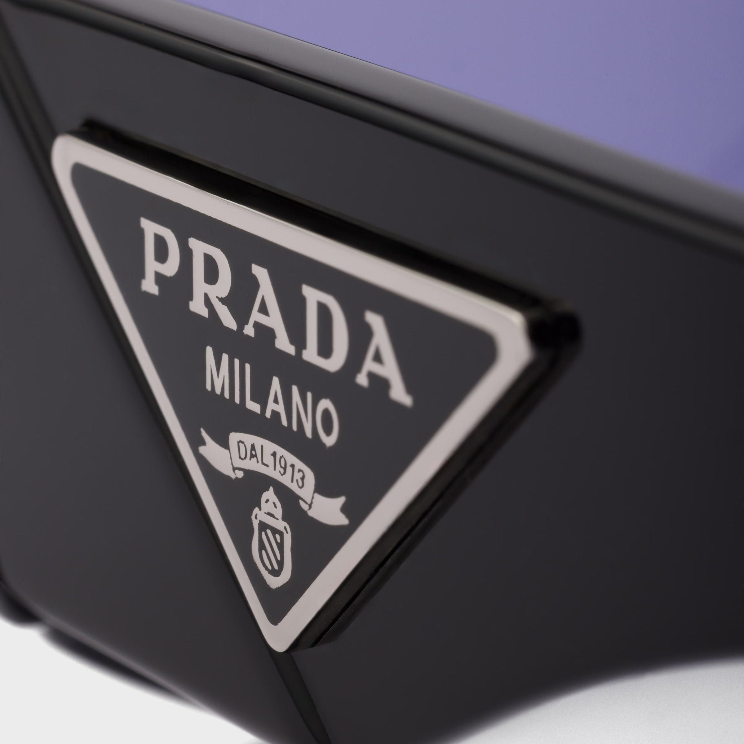 Prada Men Rctangular Frame Shiny Black Sunglasses