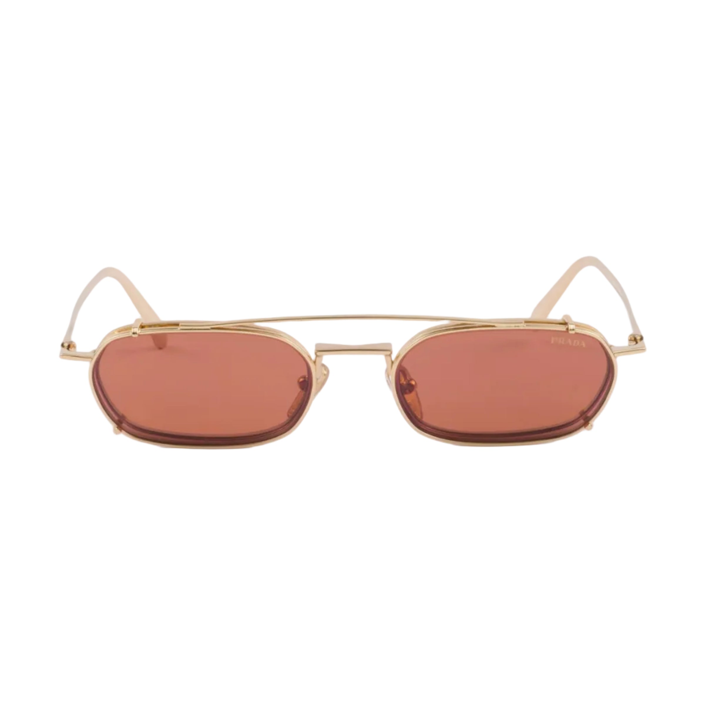 Prada Unisex Rctangular Frame Shiny Gold Sunglasses
