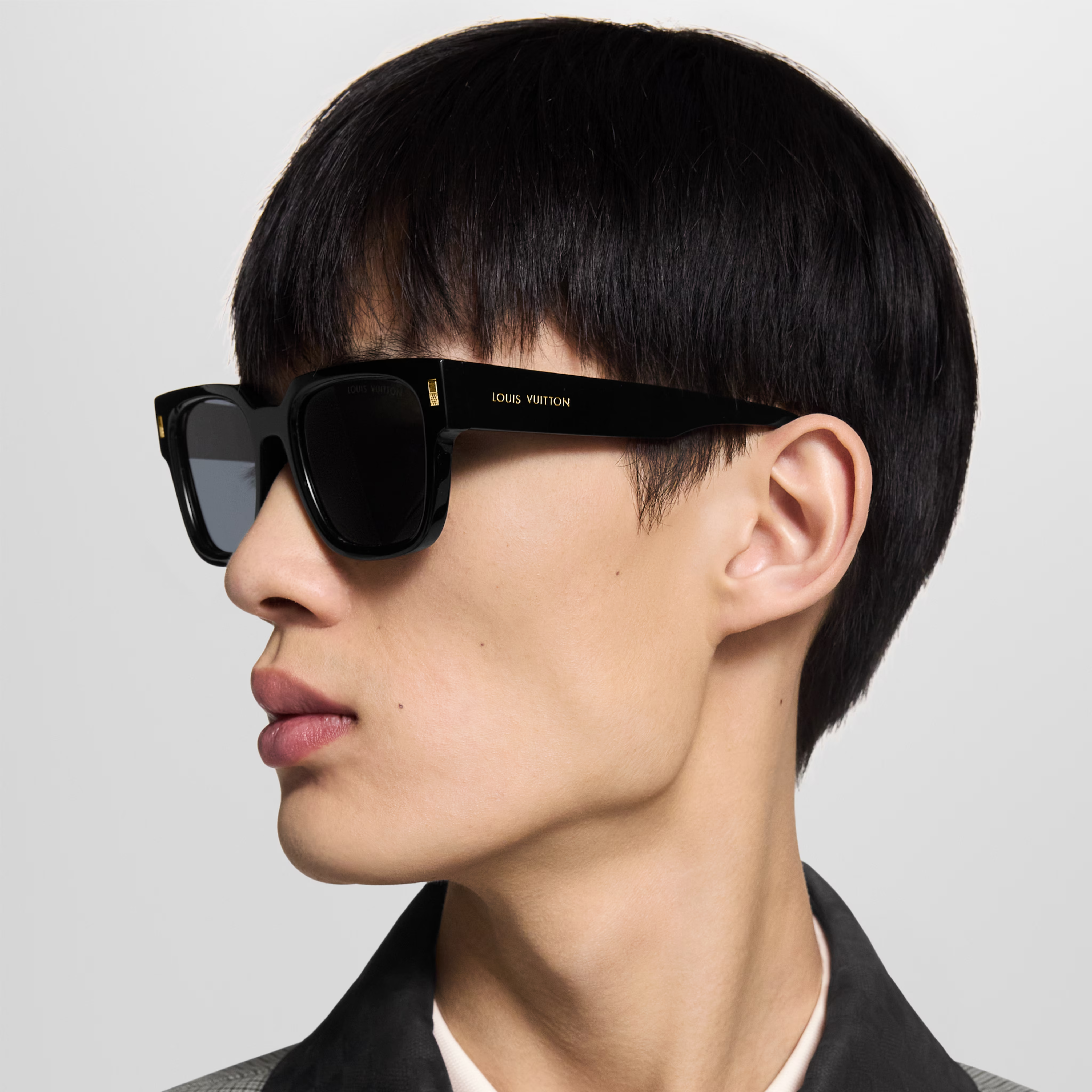 Louis Vuitton Men Sqaure Frame Ink Black Sunglasses