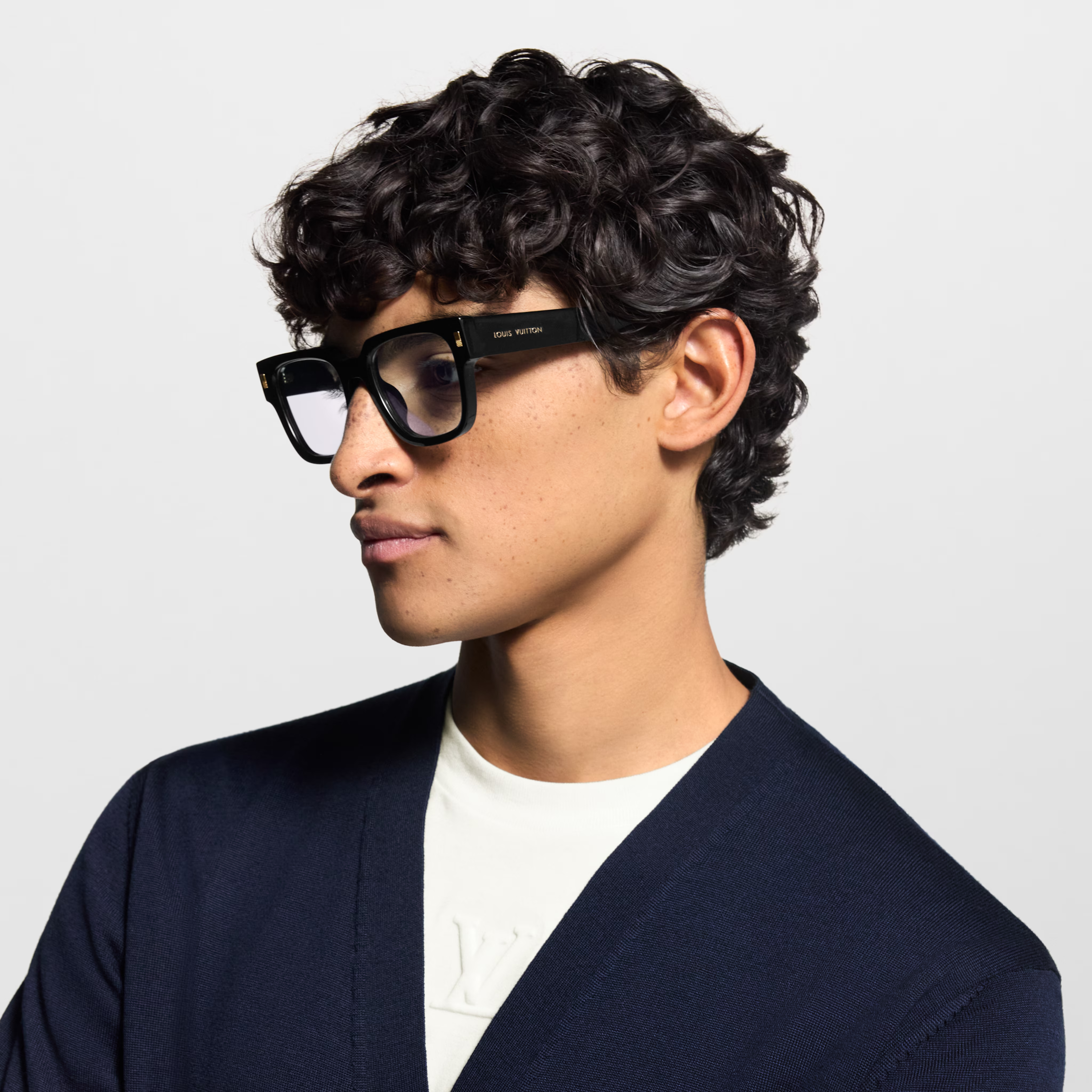 Louis Vuitton Men Sqaure Frame Shiny Ink Black Sunglasses