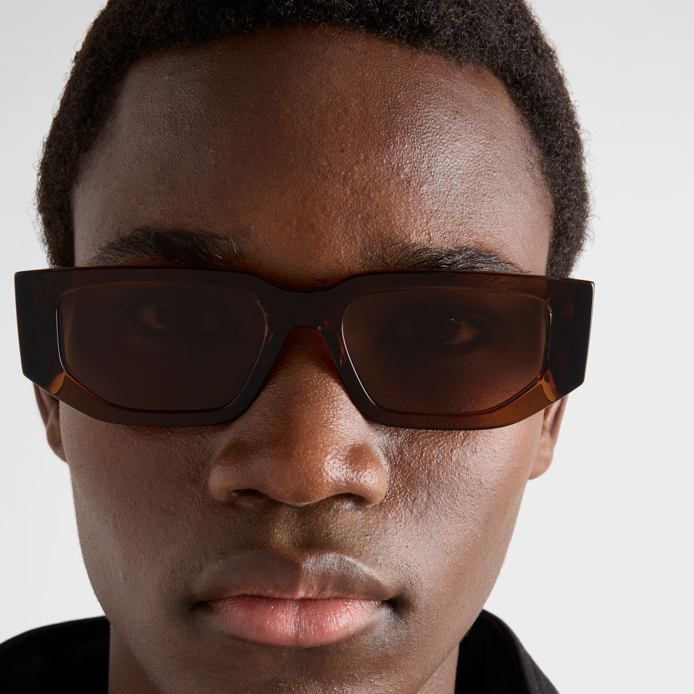 Prada Men Rctangular Frame Chocolate Brown Sunglasses
