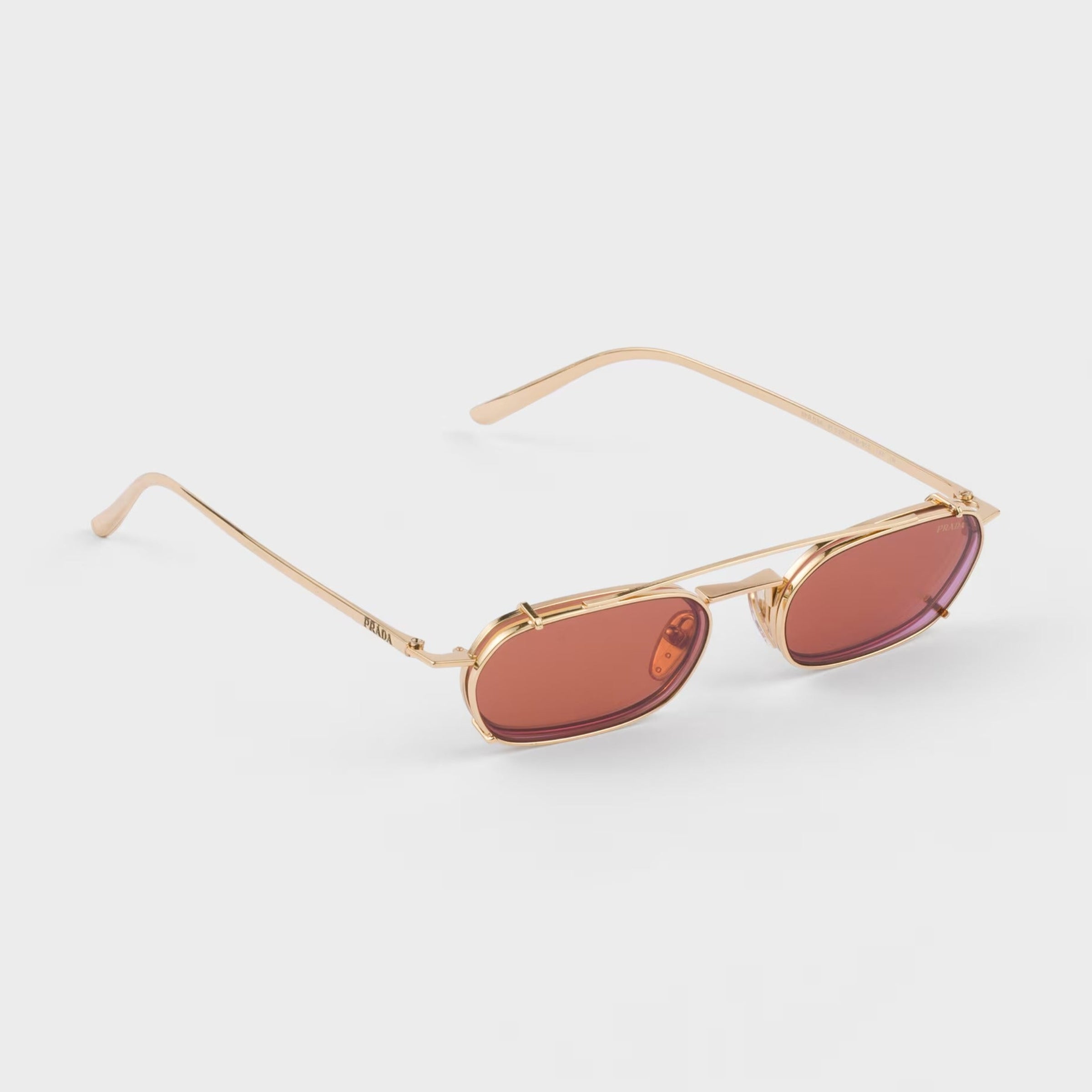 Prada Unisex Rctangular Frame Shiny Gold Sunglasses