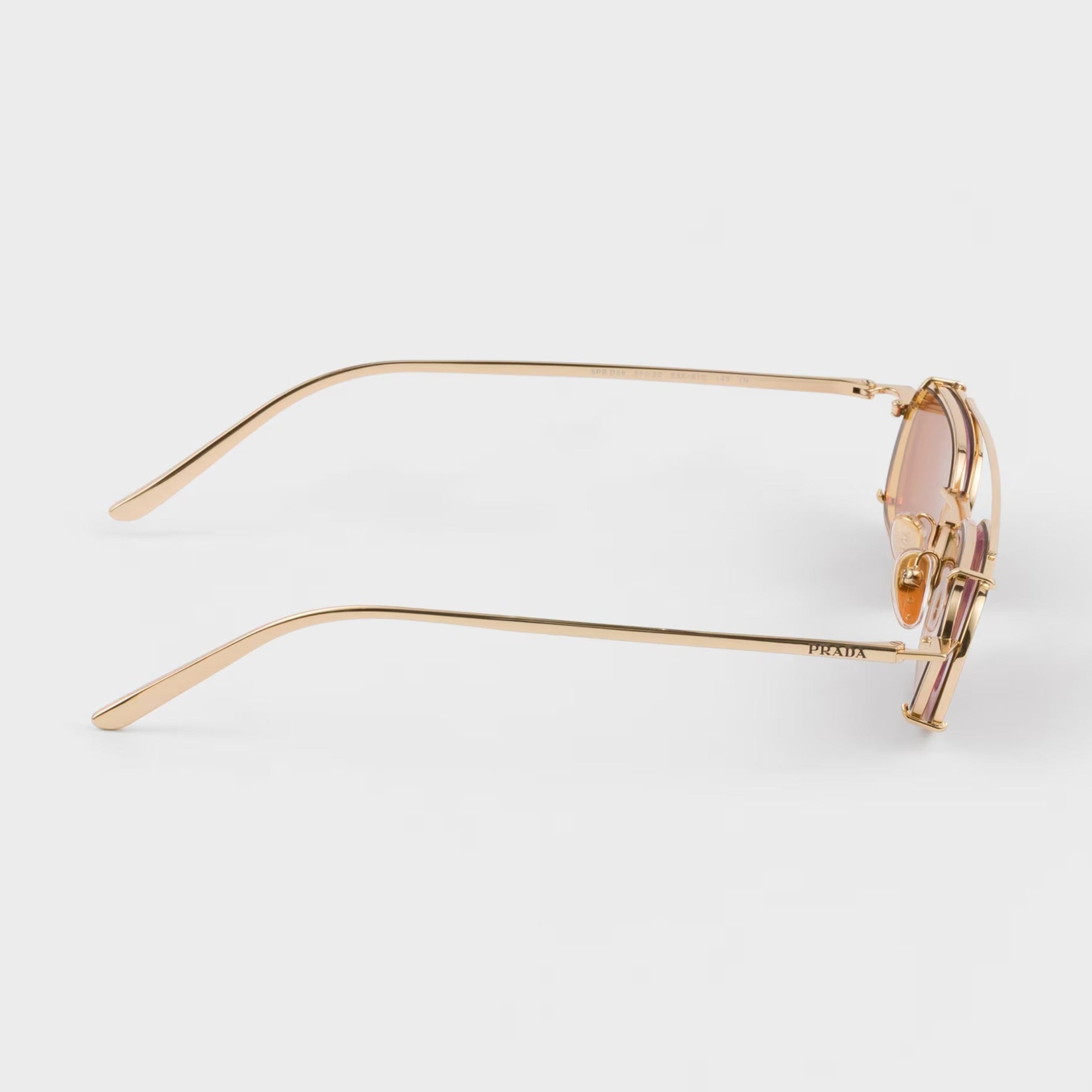 Prada Unisex Rctangular Frame Shiny Gold Sunglasses